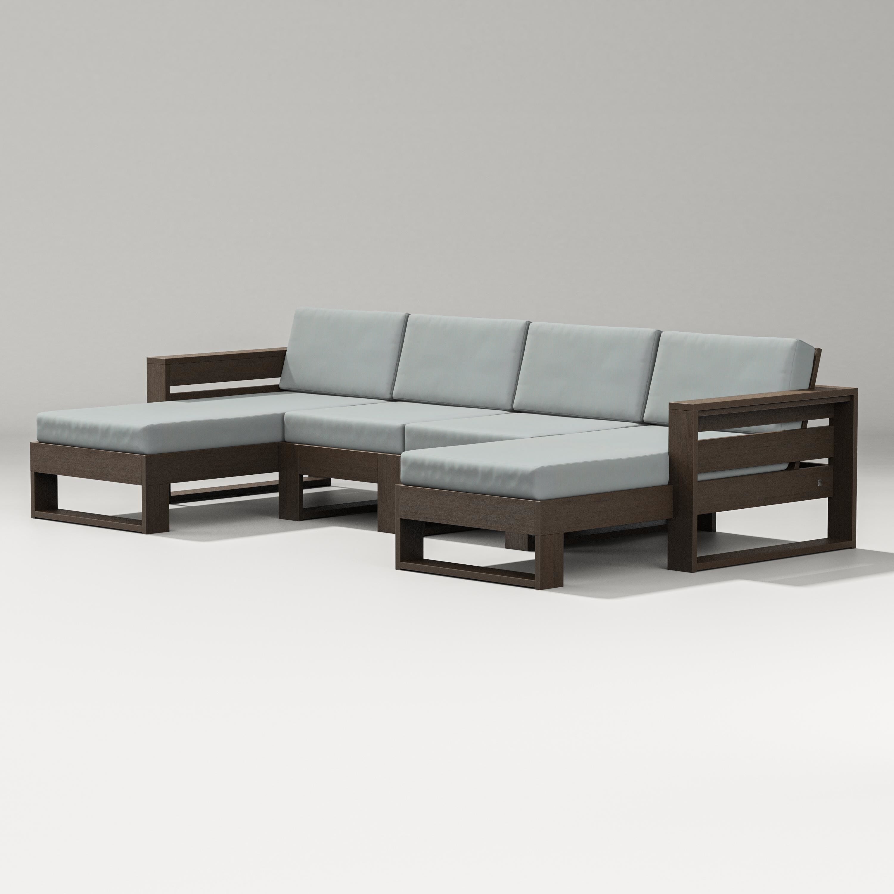 PW Designer Series Latitude Double Chaise Sectional in Kona / Spa