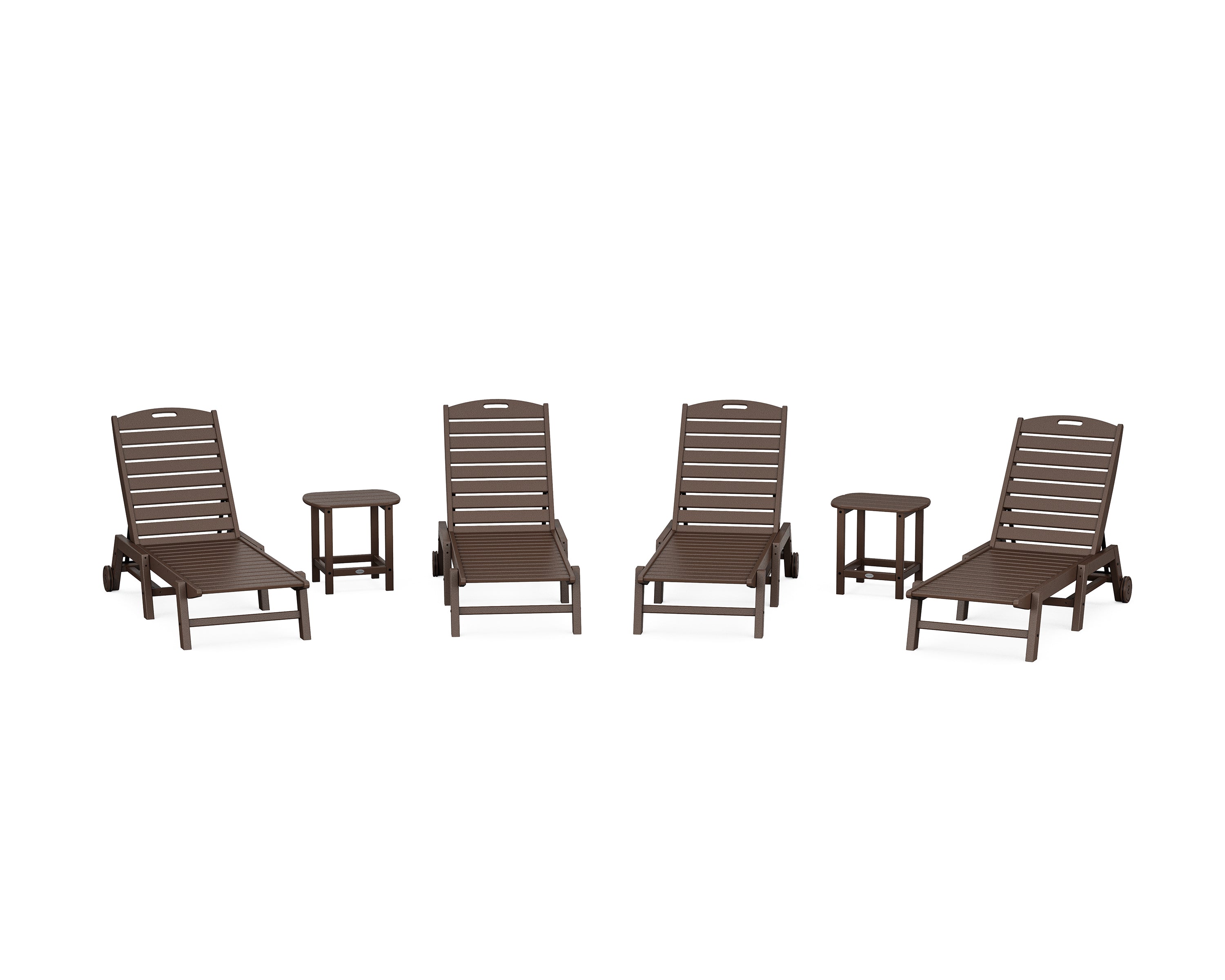 POLYWOOD Nautical Chaise 6-Piece Set with Wheels in Mahogany