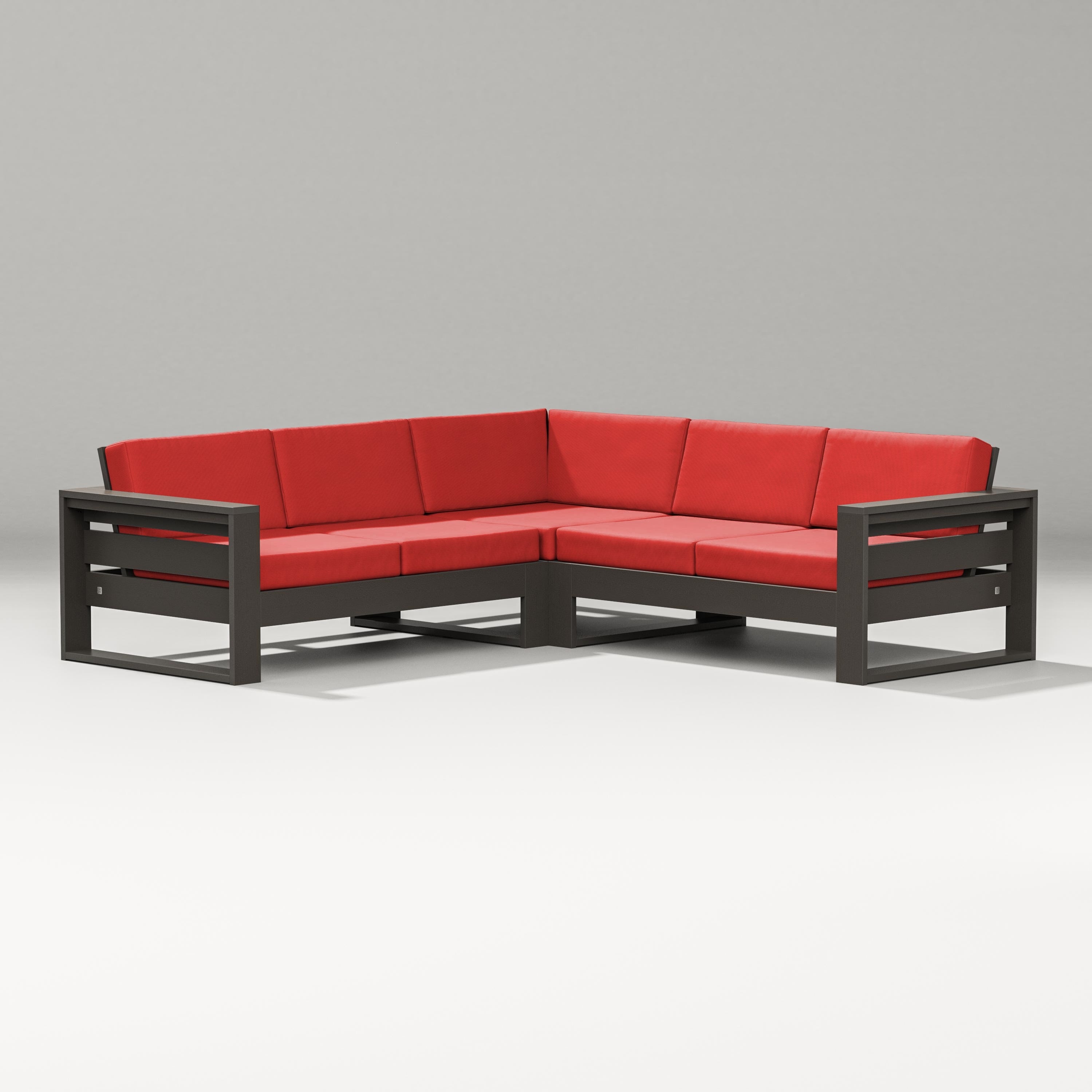 PW Designer Series Latitude Corner Sectional in Vintage Coffee / Crimson Linen