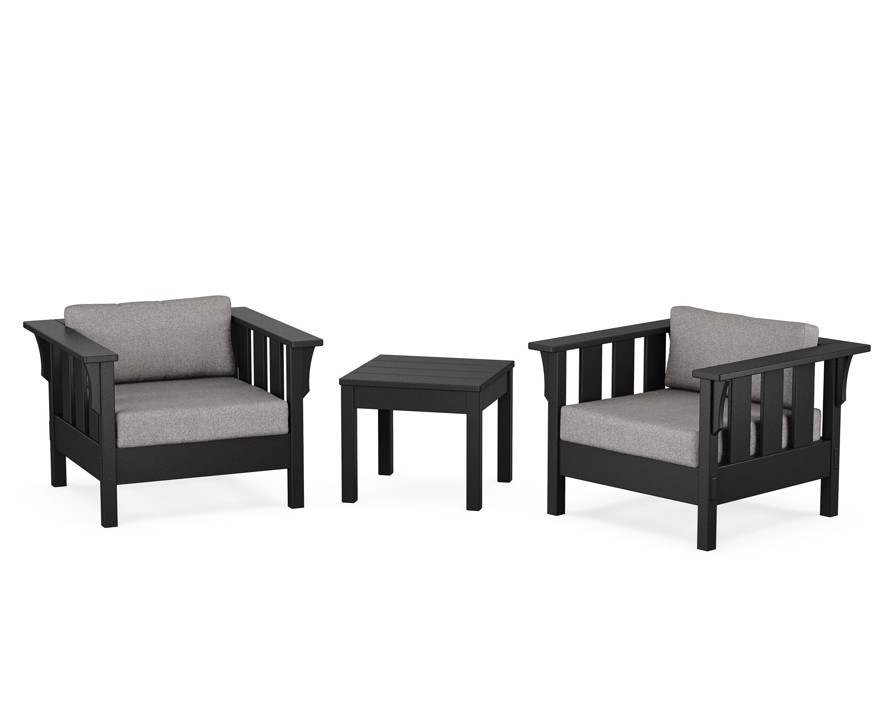 Martha Stewart by POLYWOOD Acadia 3-Piece Deep Seating Set in Black / Grey Mist