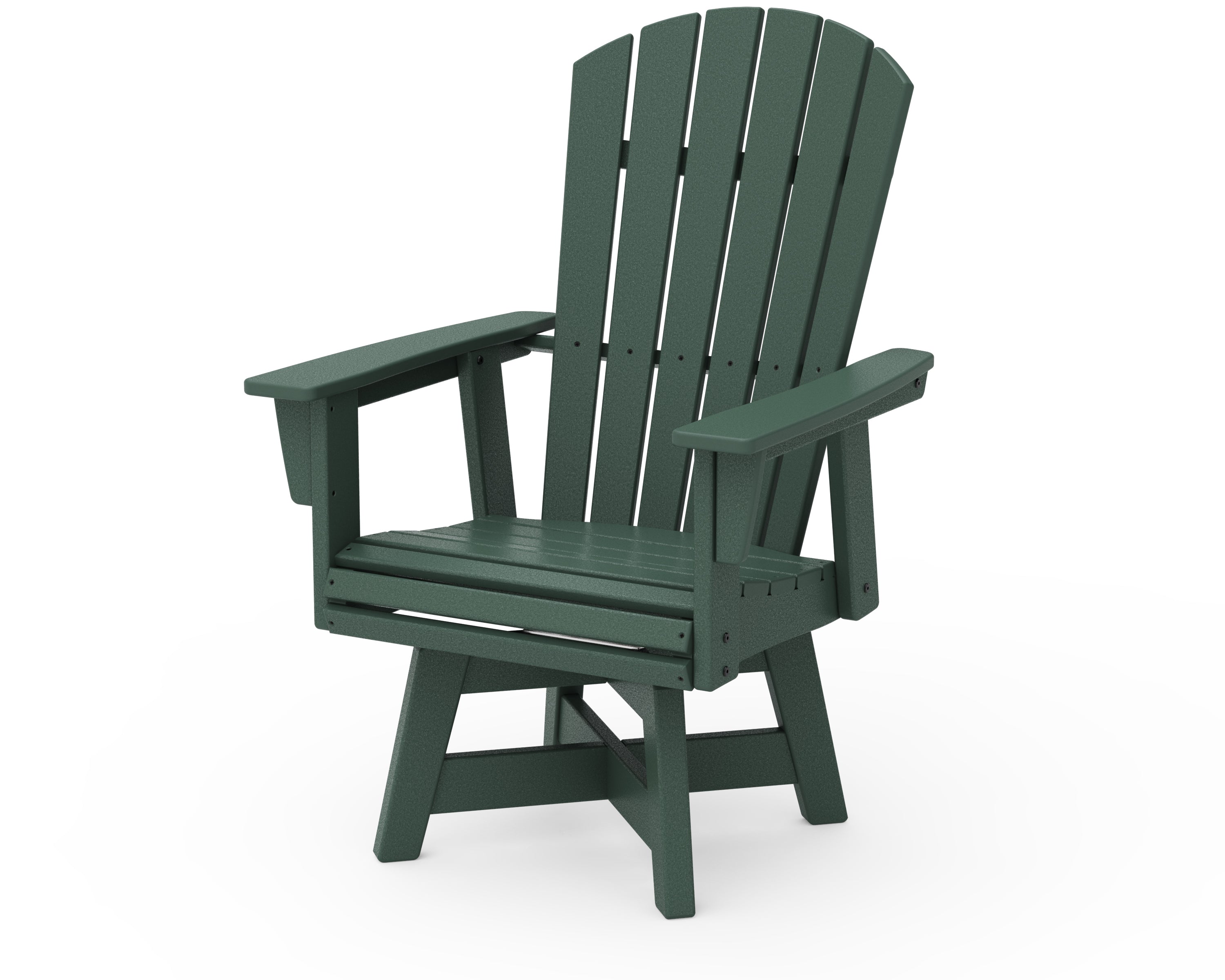 POLYWOOD Nautical Curveback Adirondack Swivel Dining Chair in Green