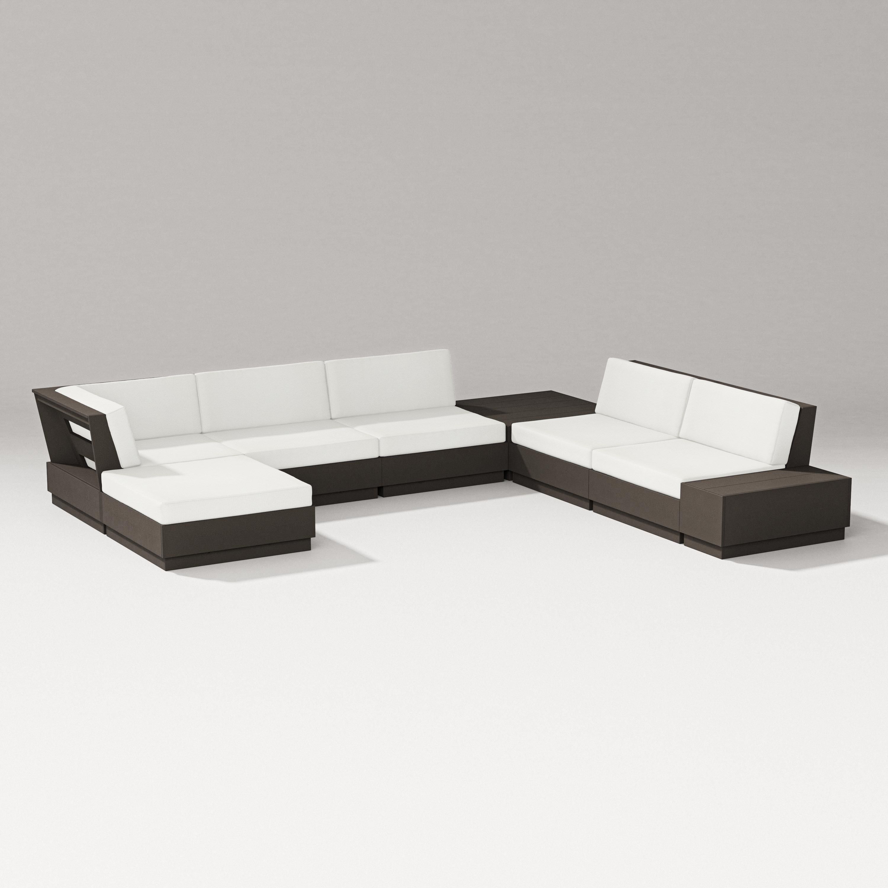 PW Designer Series Elevate 8-Piece Corner Sectional in Vintage Coffee / Natural Linen