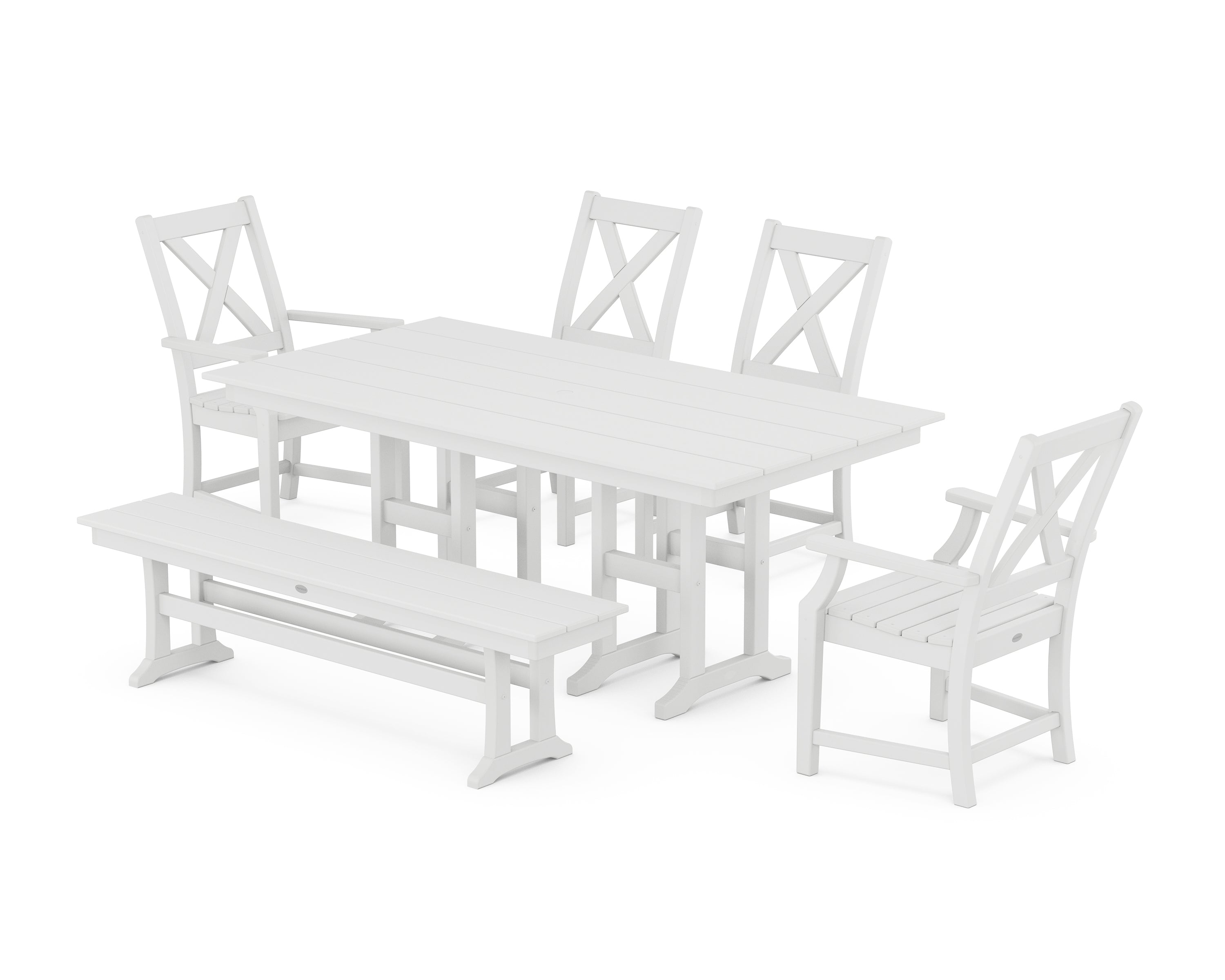 POLYWOOD® Braxton 6-Piece Farmhouse Dining Set in White