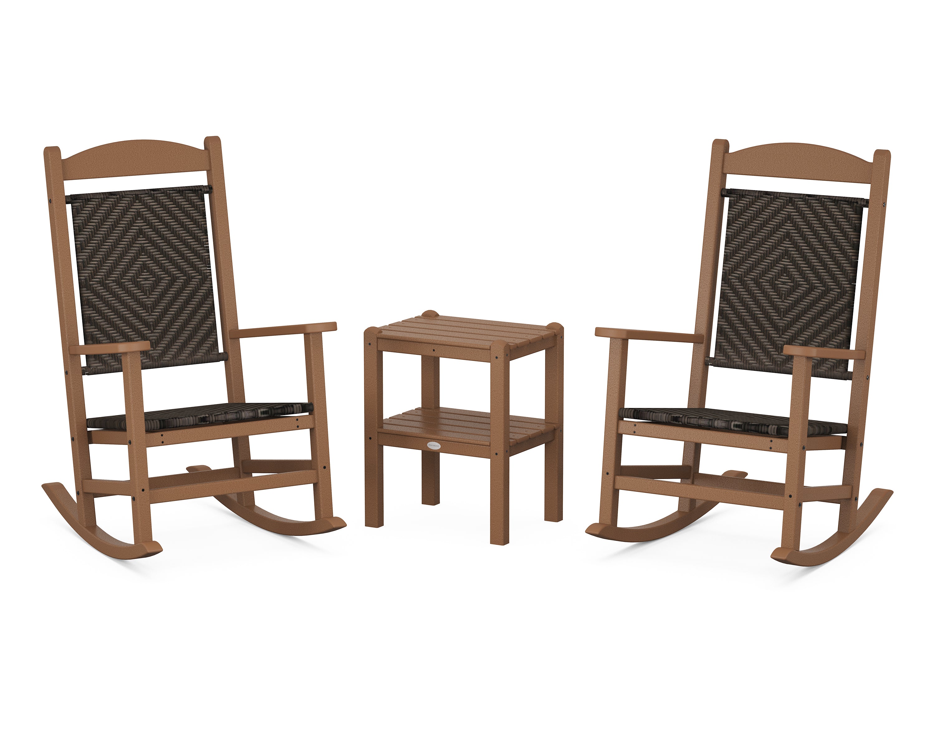 POLYWOOD Presidential Woven Rocker 3-Piece Set in Teak / Cahaba
