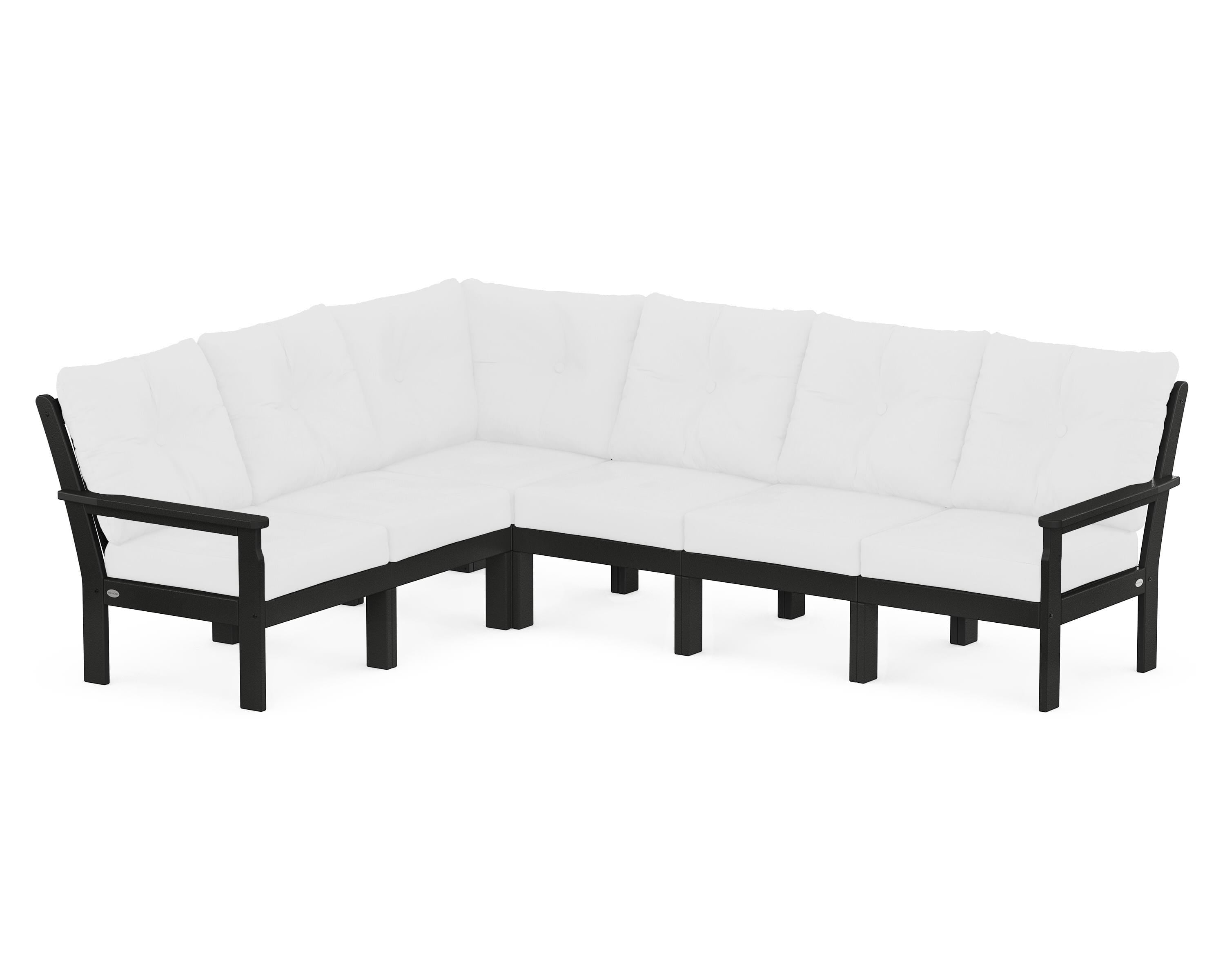 POLYWOOD Vineyard 6-Piece Sectional in Black / Natural