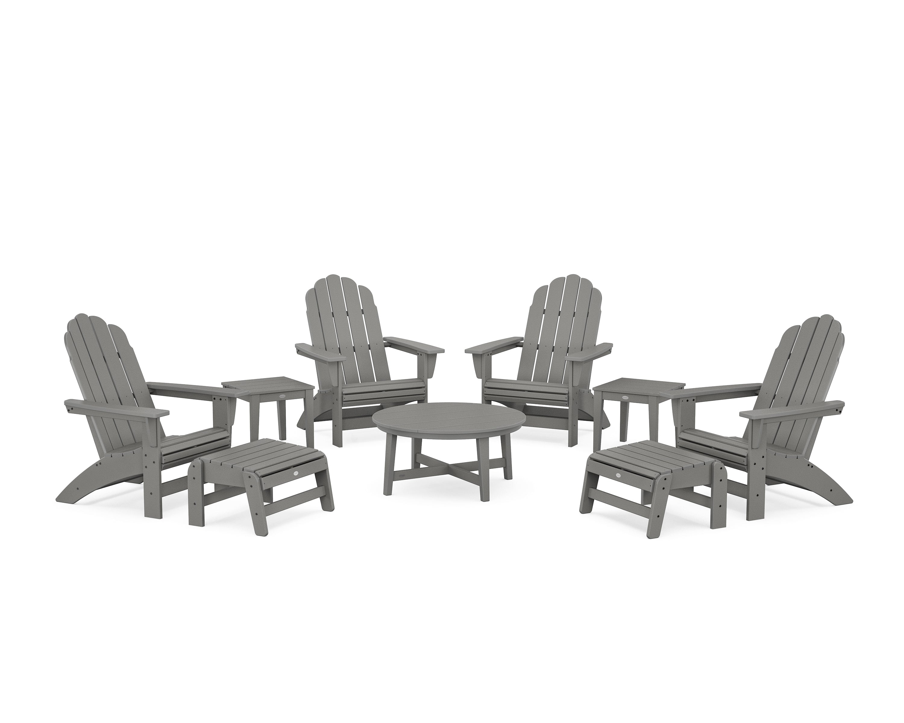 POLYWOOD Vineyard Grand Adirondack 9-Piece Conversation Set in Slate Grey