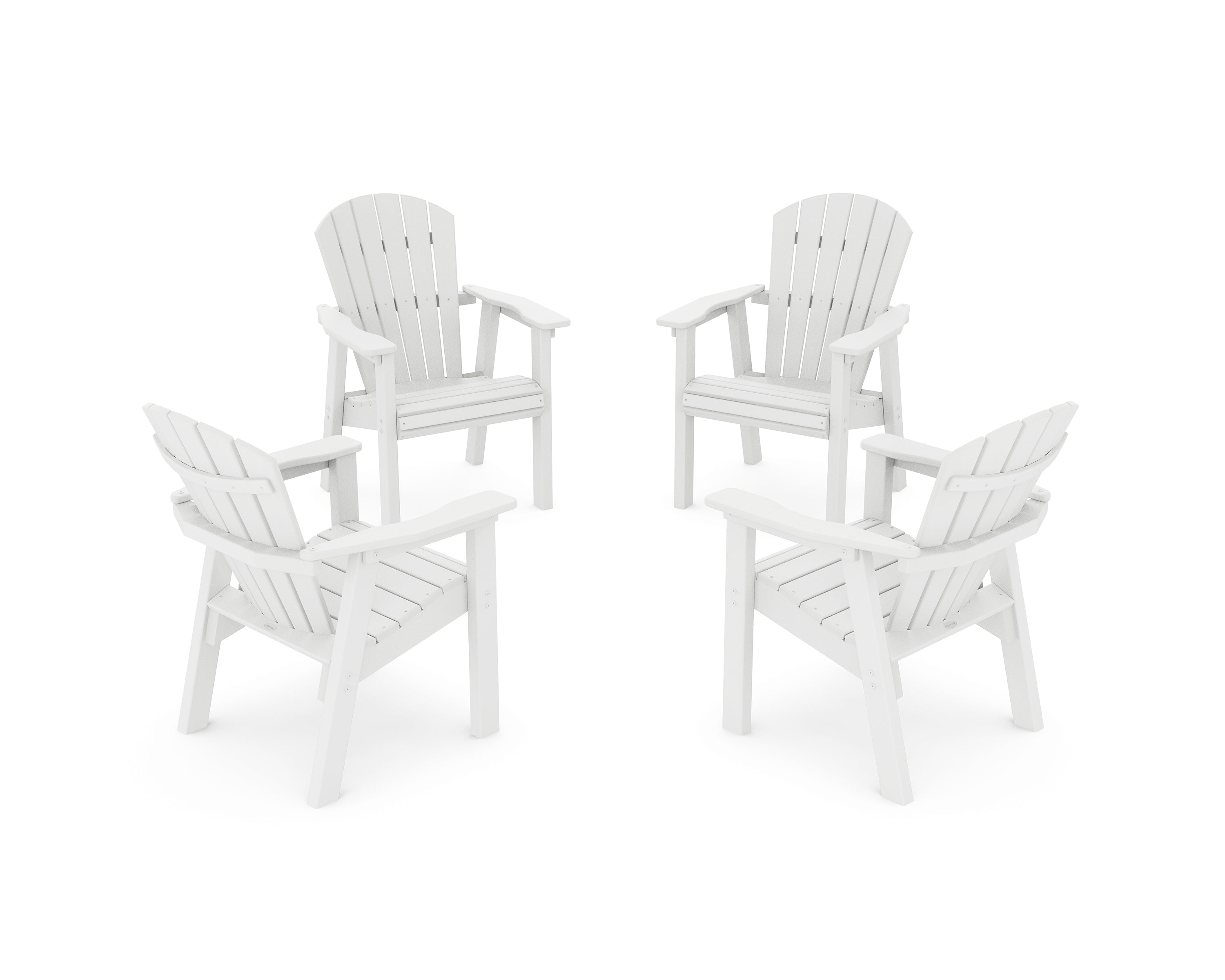 POLYWOOD® Seashell 4-Piece Upright Adirondack Conversation Set in White