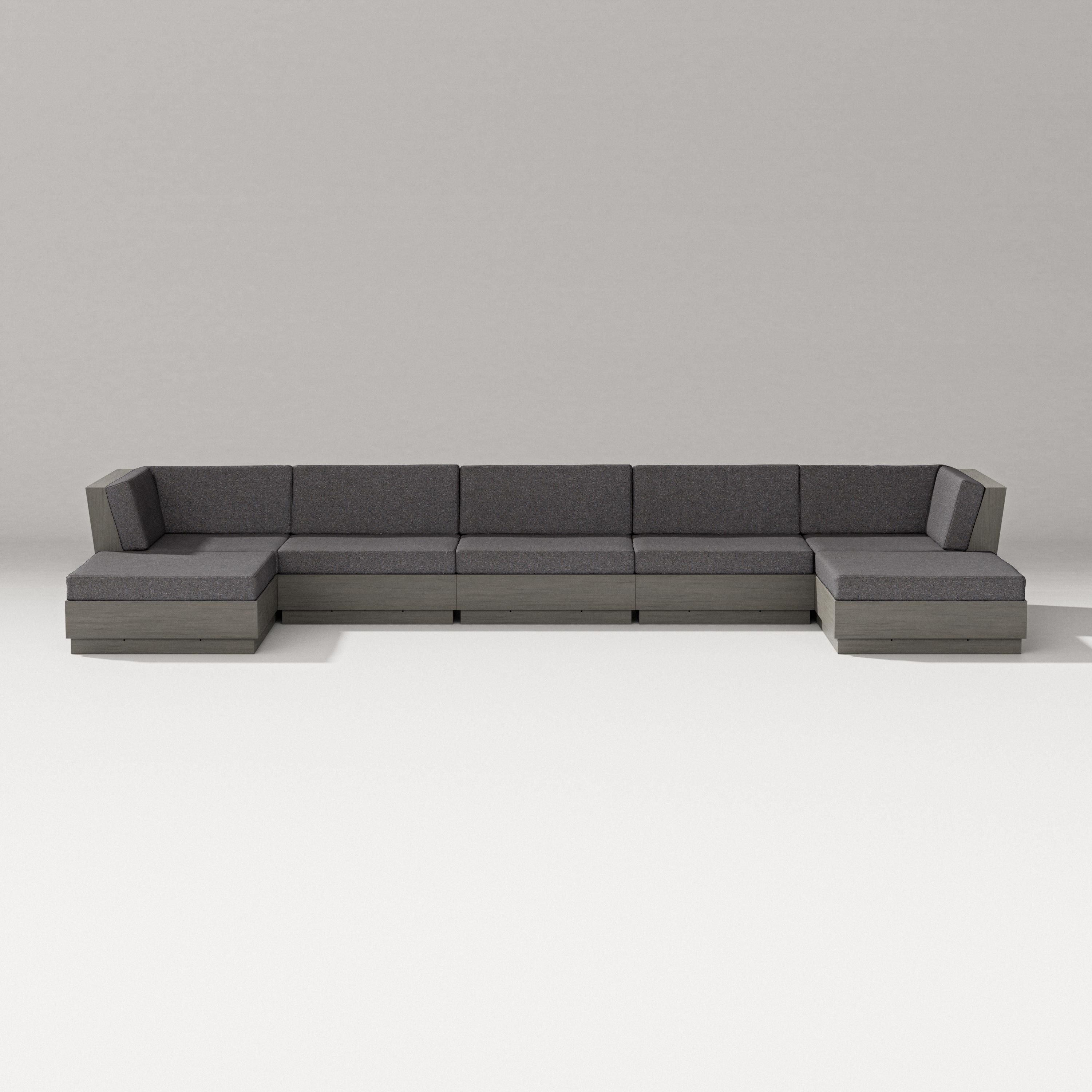 PW Designer Series Elevate 7-Piece Double Chaise Sectional in Driftwood / Ash Charcoal