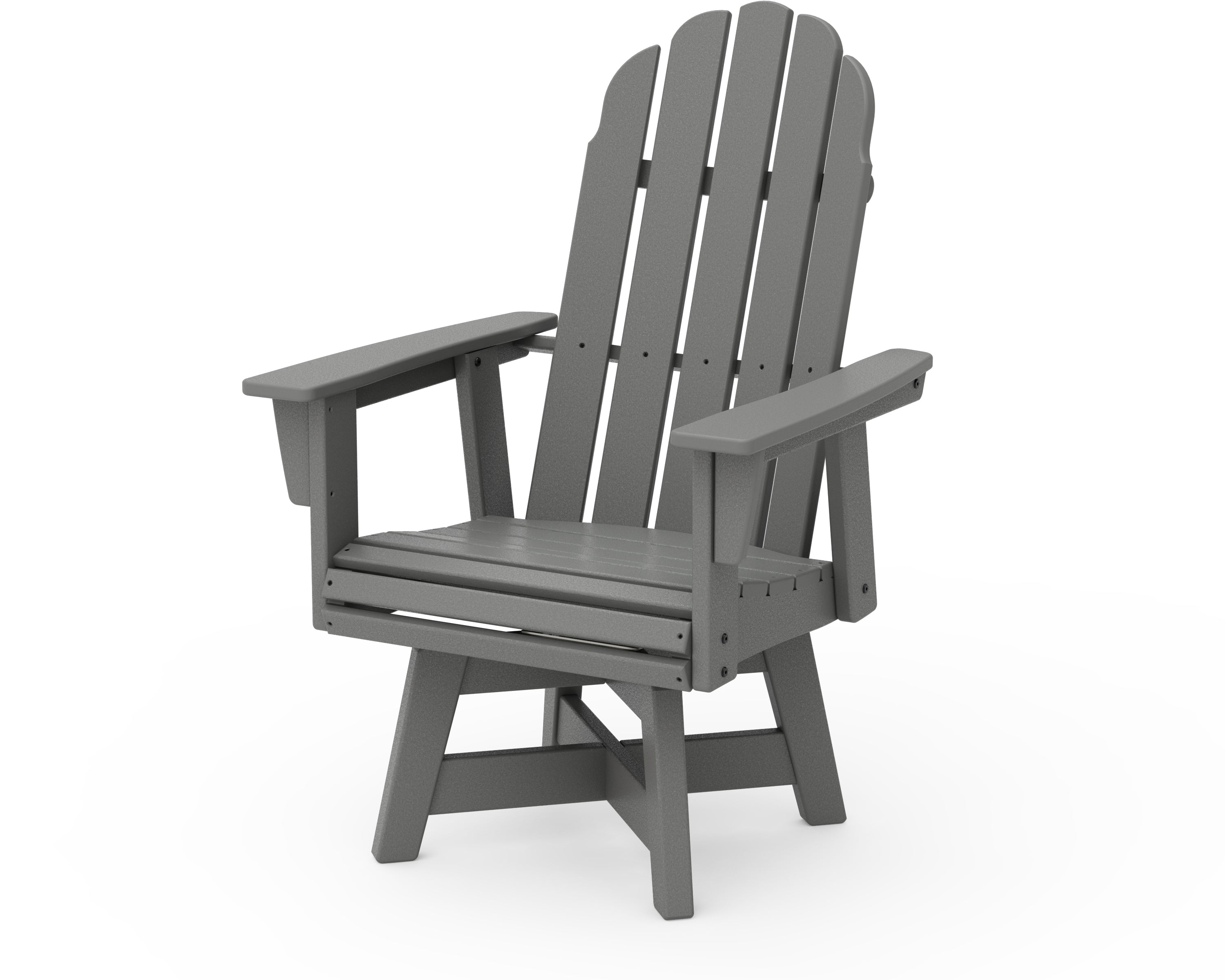 POLYWOOD Vineyard Curveback Adirondack Swivel Dining Chair in Slate Grey
