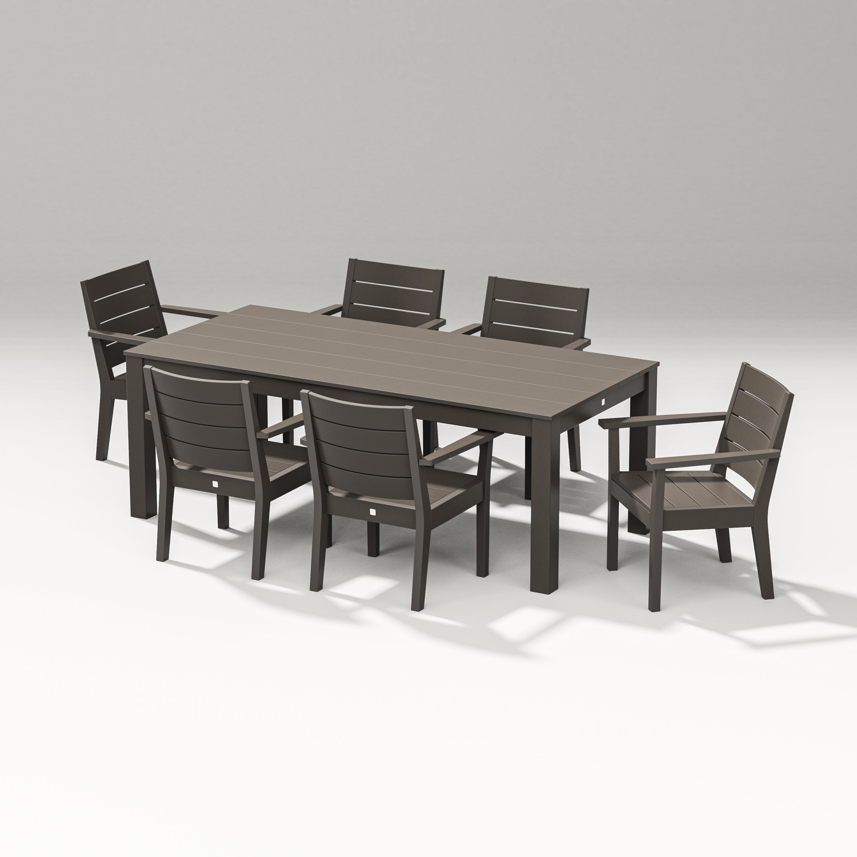 PW Designer Series Latitude 7-Piece Arm Chair Dining Set - Parsons 84" in Vintage Coffee