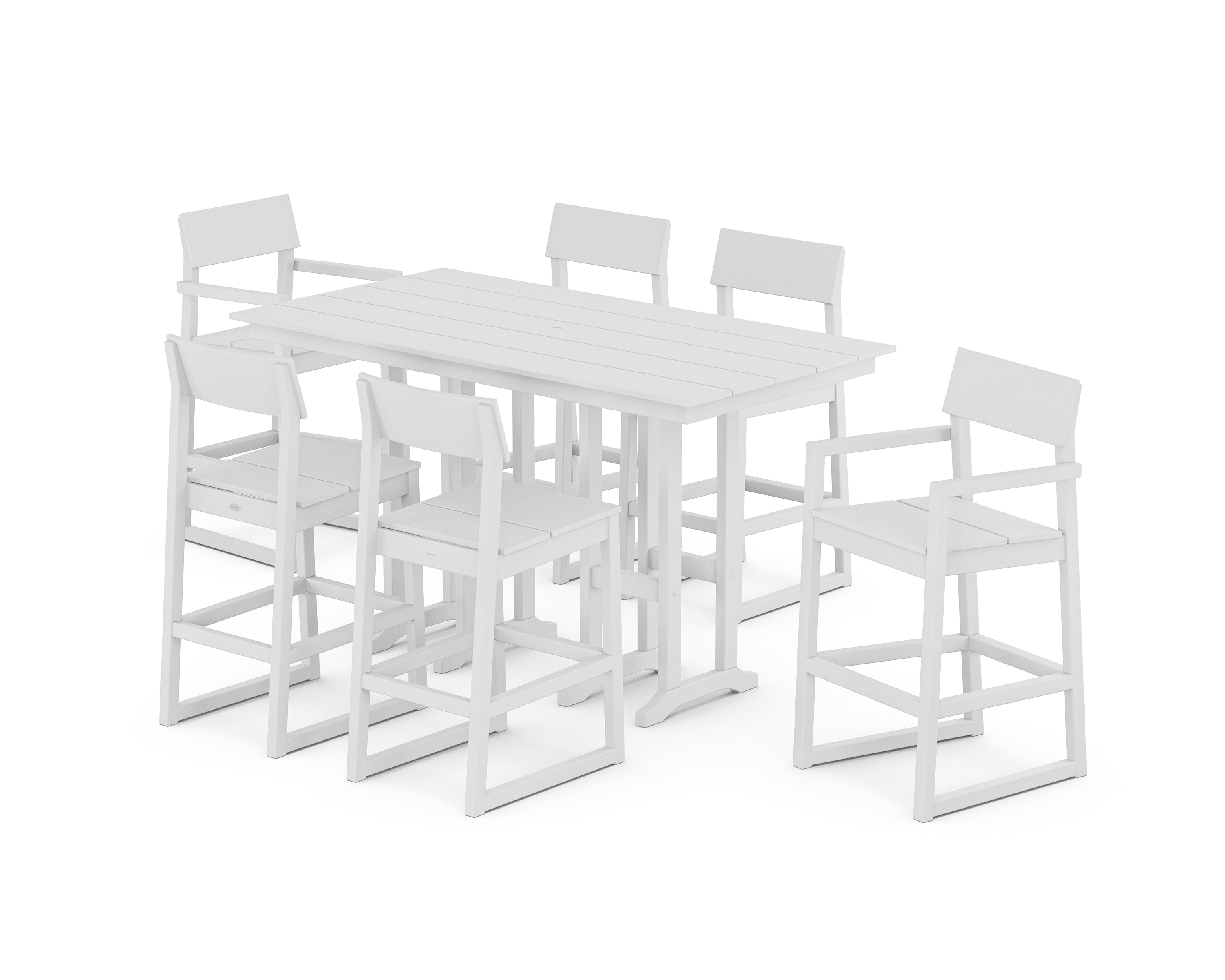 POLYWOOD EDGE 7-Piece Farmhouse Bar Set in White