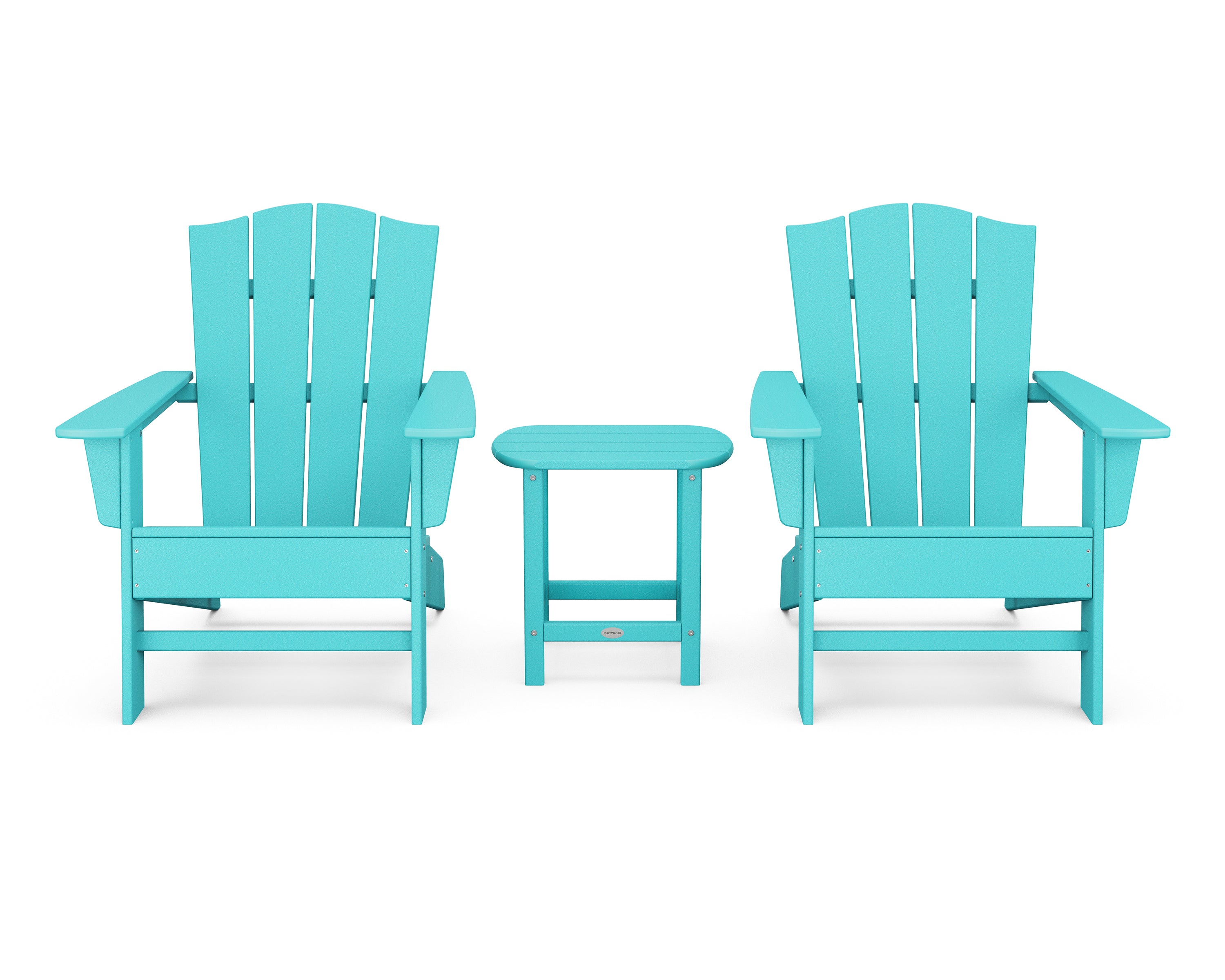 POLYWOOD Wave 3-Piece Adirondack Chair Set with The Crest Chairs in Aruba