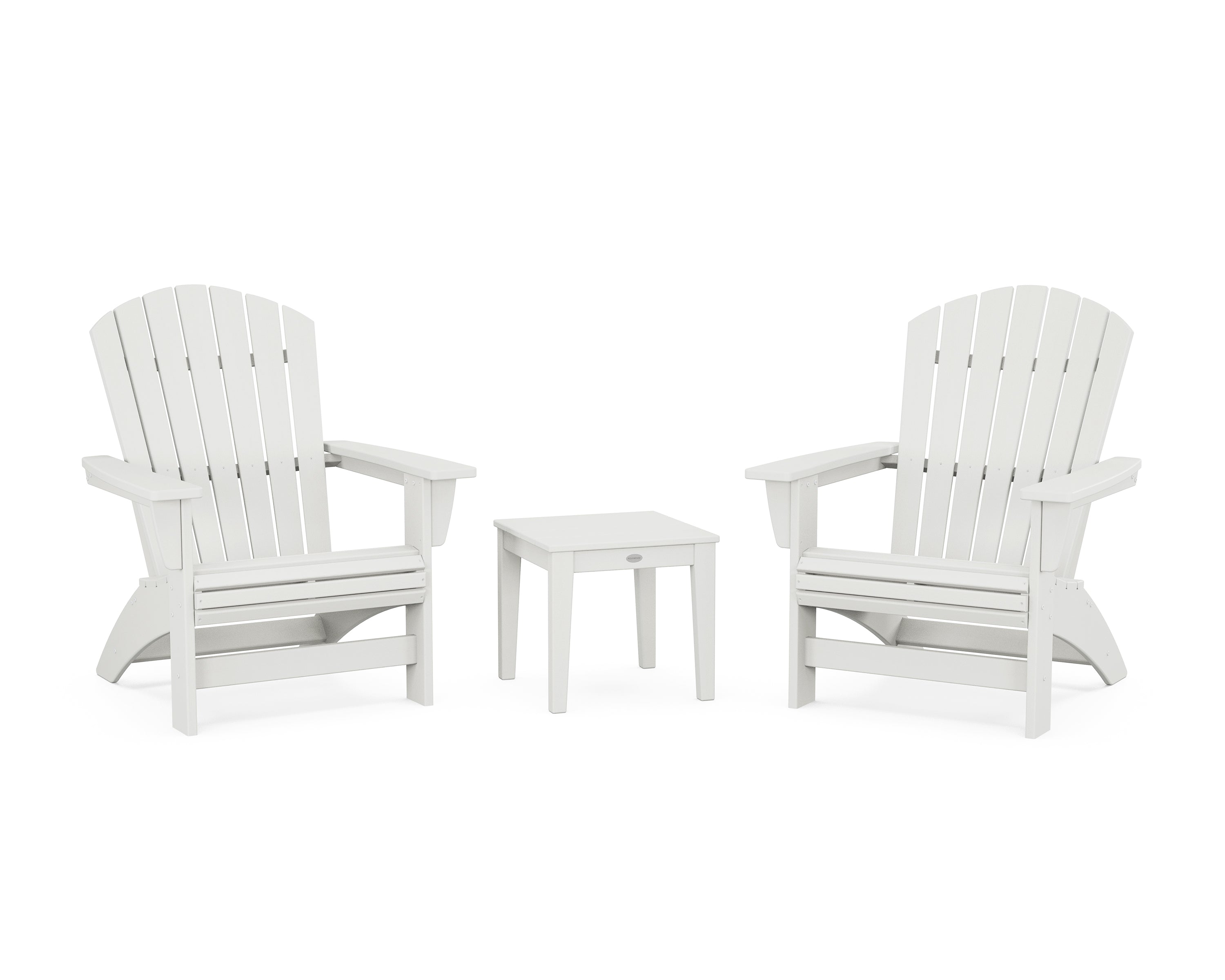 POLYWOOD 3-Piece Nautical Grand Adirondack Set in Vintage White