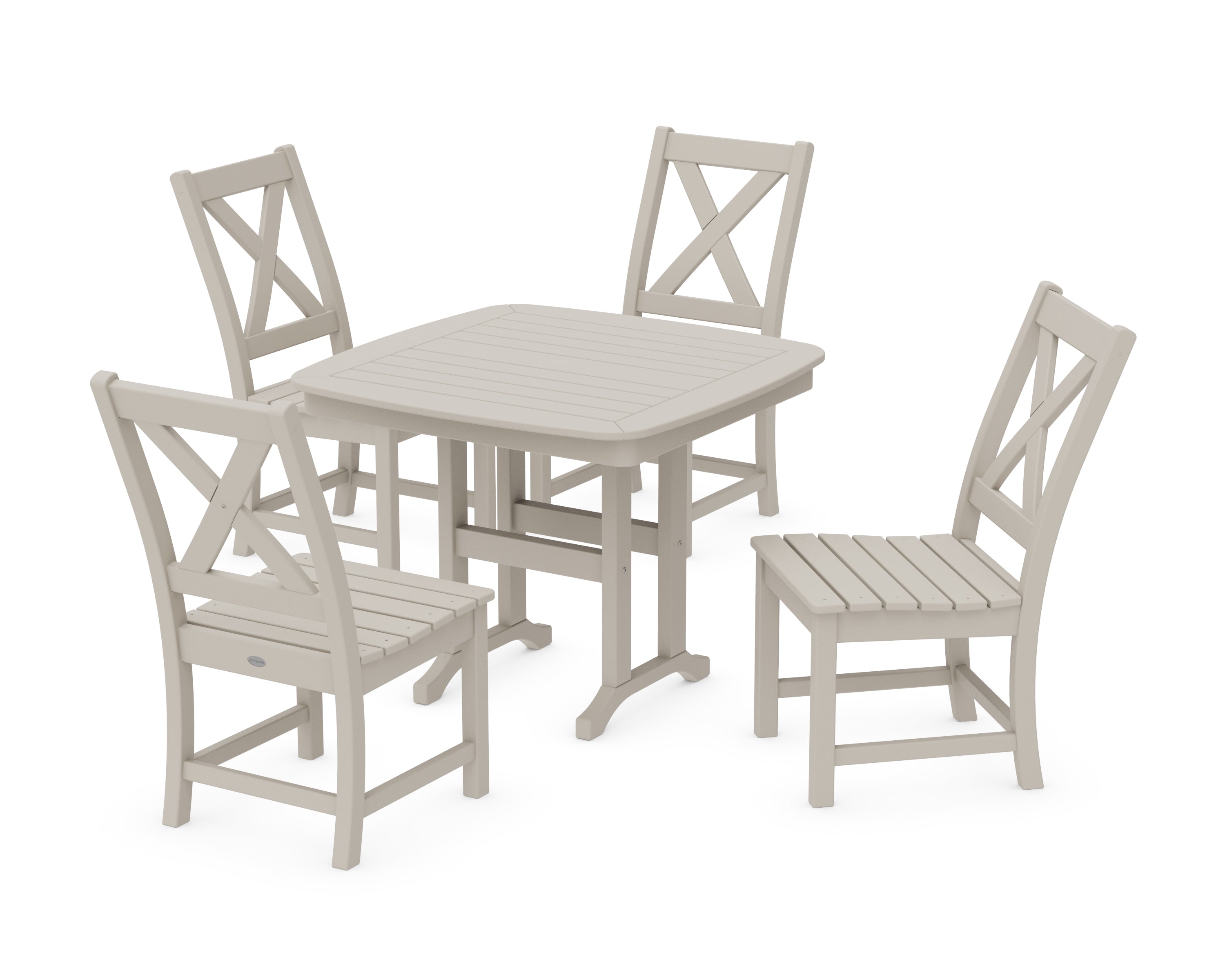 POLYWOOD Braxton Side Chair 5-Piece Dining Set in Sand