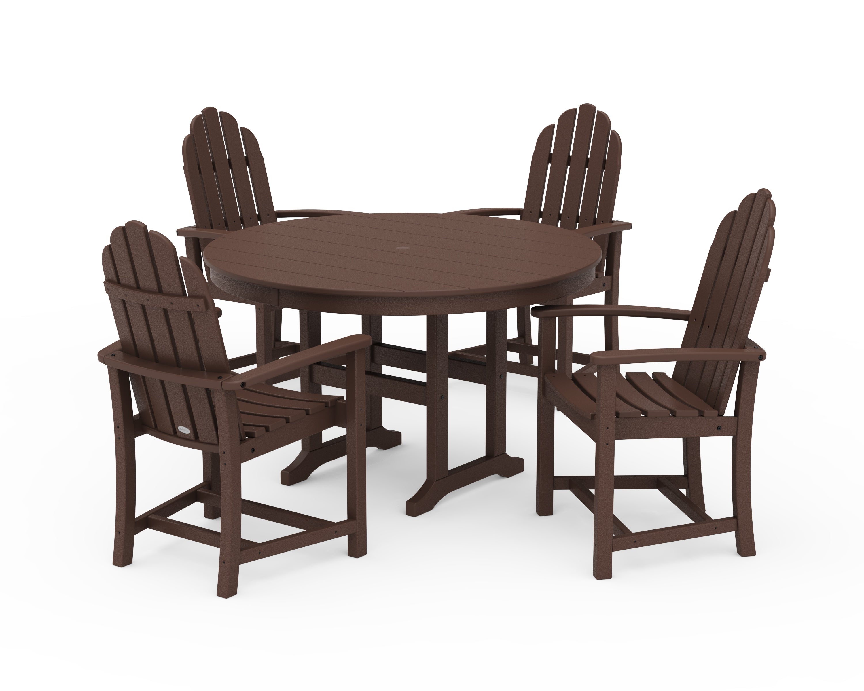 POLYWOOD Classic Adirondack 5-Piece Round Farmhouse Dining Set in Mahogany