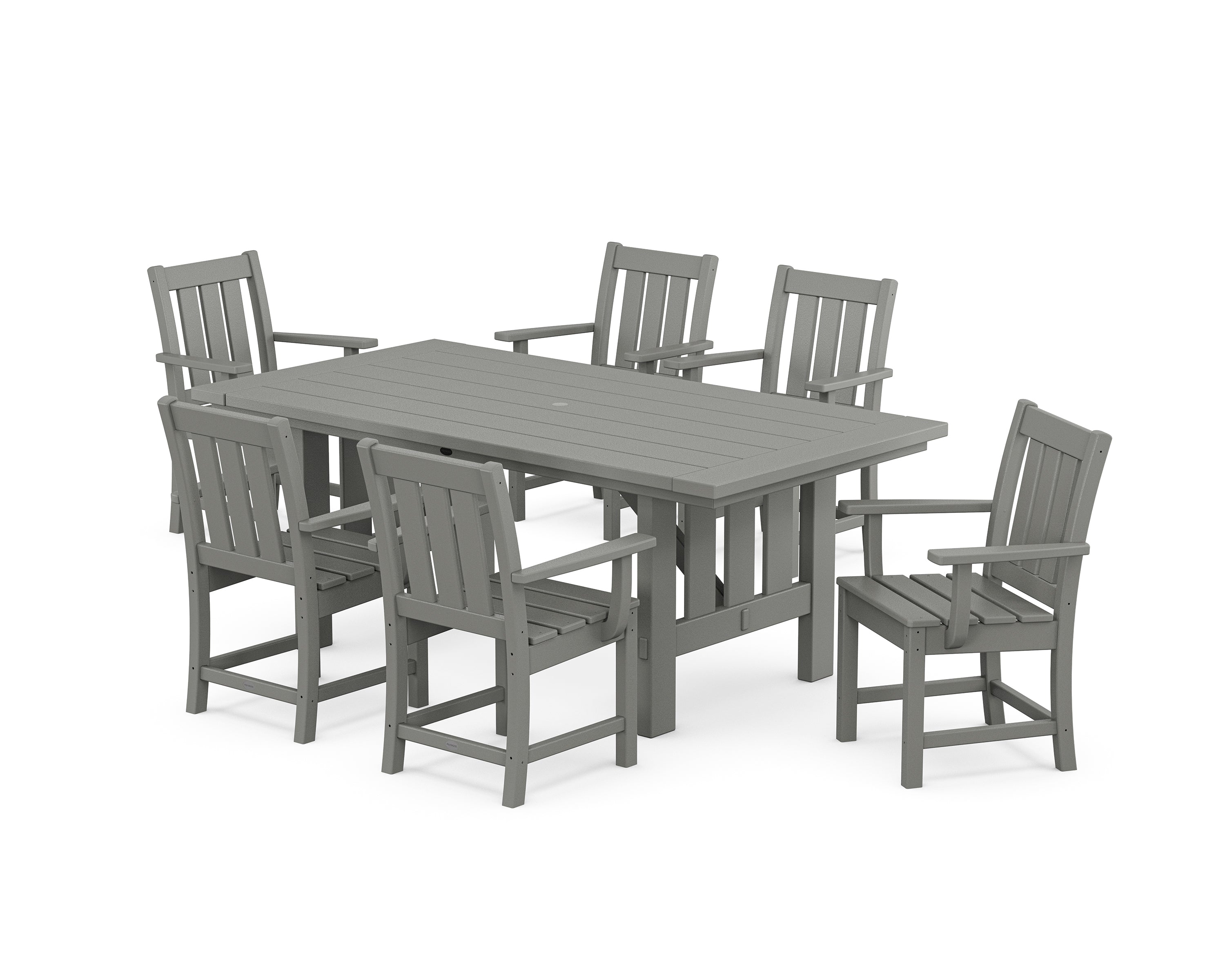 POLYWOOD Oxford Arm Chair 7-Piece Mission Dining Set in Slate Grey