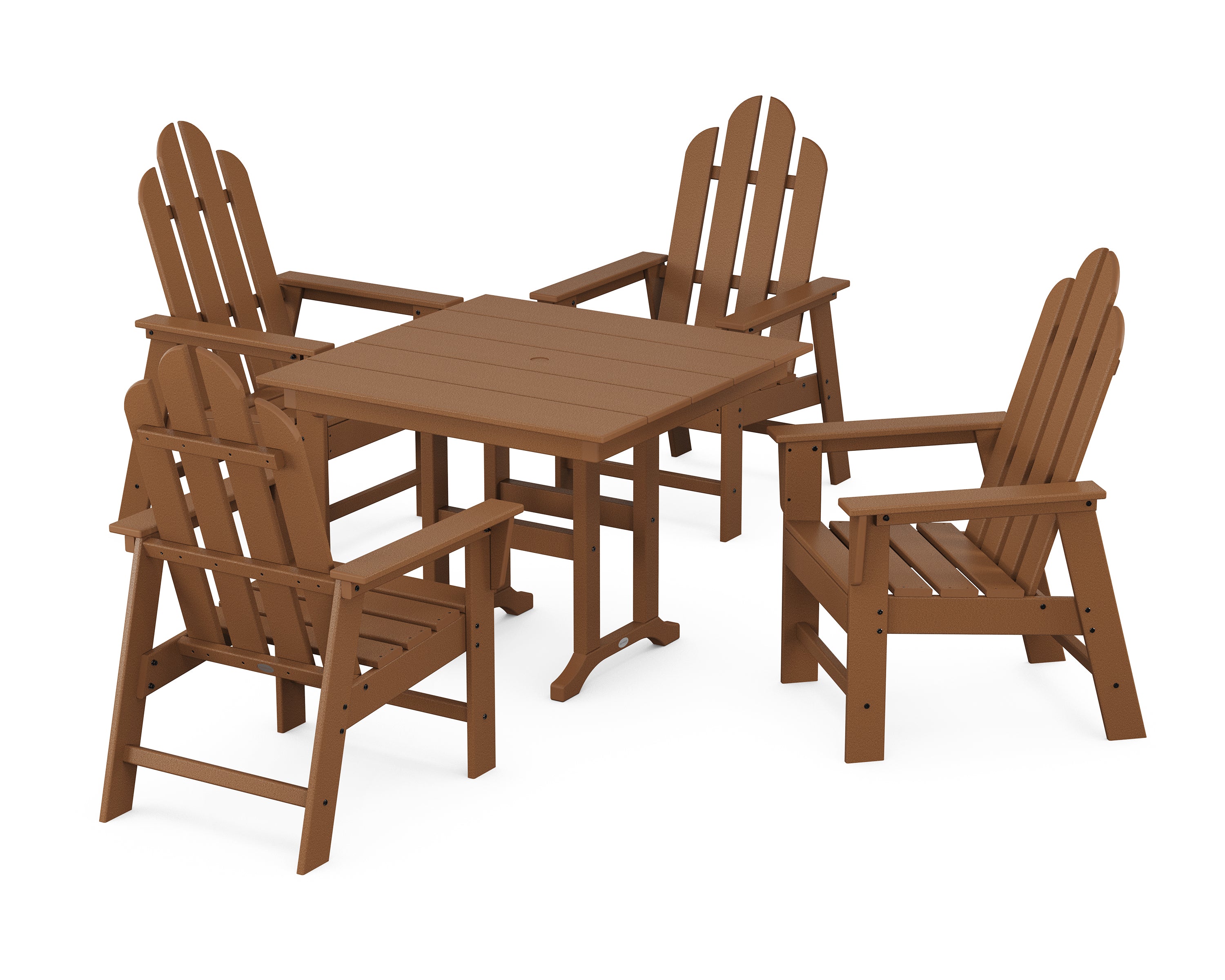 POLYWOOD® Long Island 5-Piece Farmhouse Dining Set in Teak