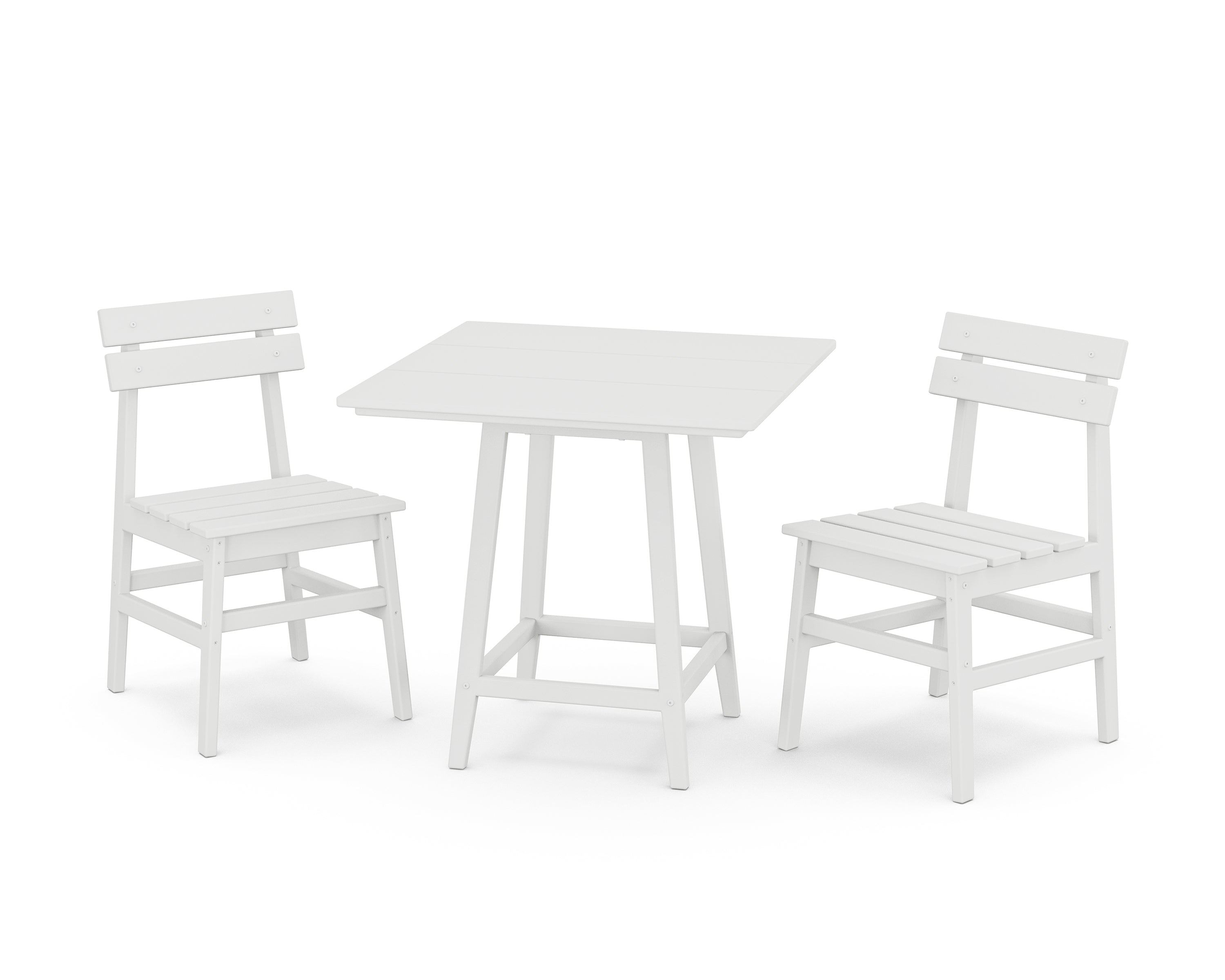 POLYWOOD Modern Studio Plaza Chair 3-Piece Bistro Dining Set in White