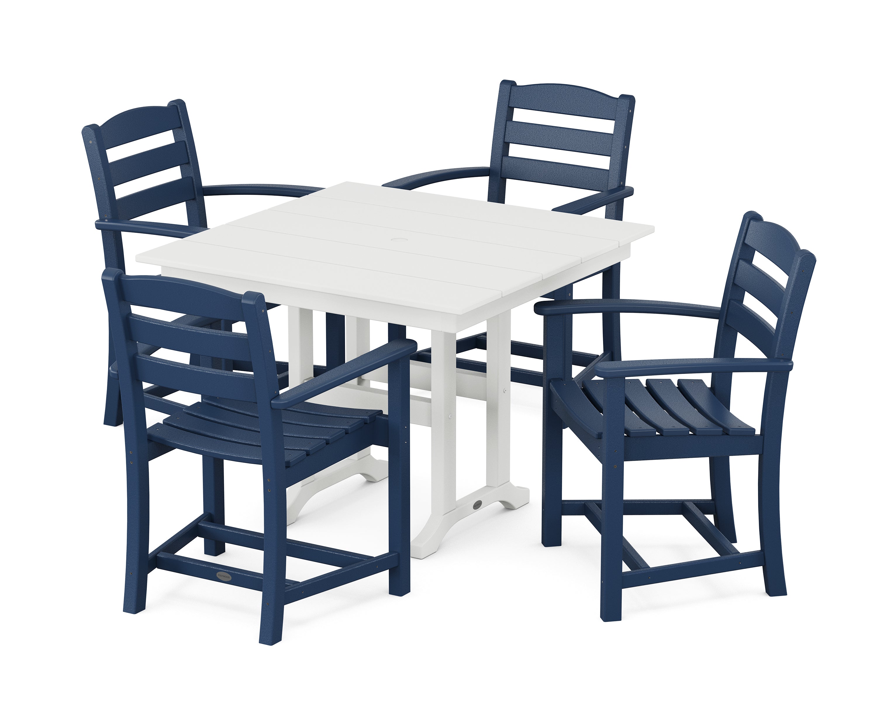 POLYWOOD La Casa Café 5-Piece Farmhouse Dining Set in Navy / White