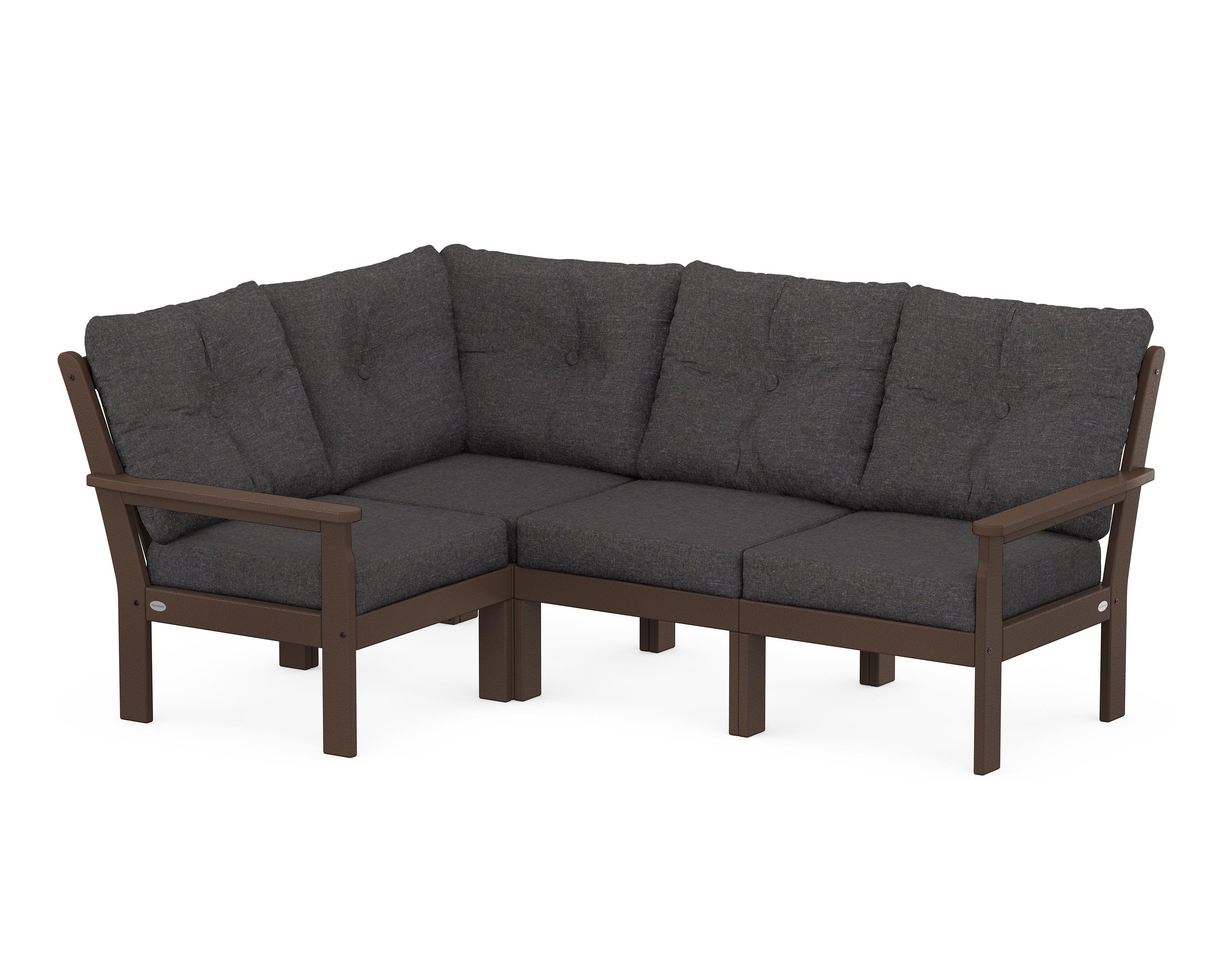 POLYWOOD Vineyard 4-Piece Sectional in Mahogany / Ash Charcoal
