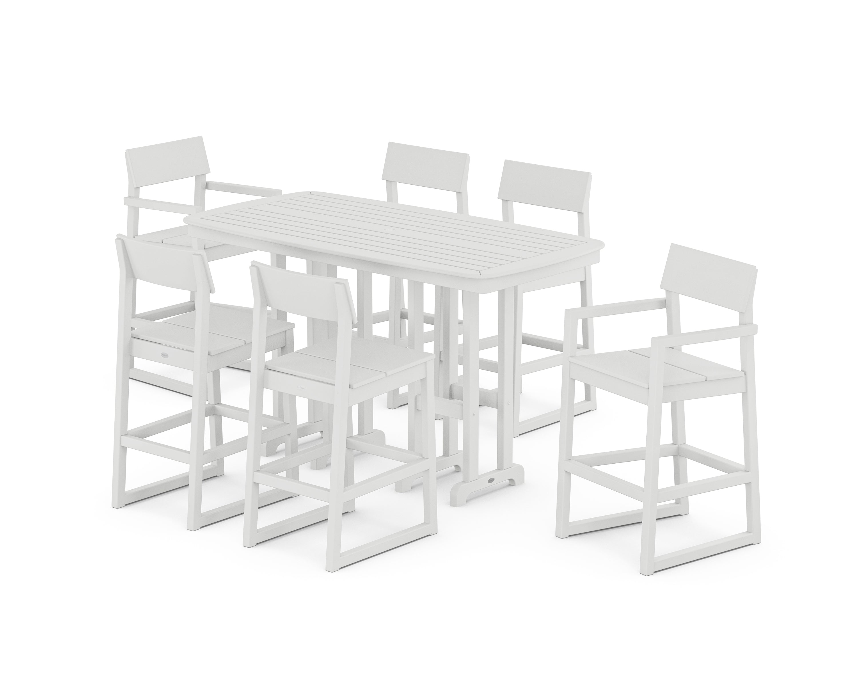 POLYWOOD EDGE 7-Piece Bar Set in White