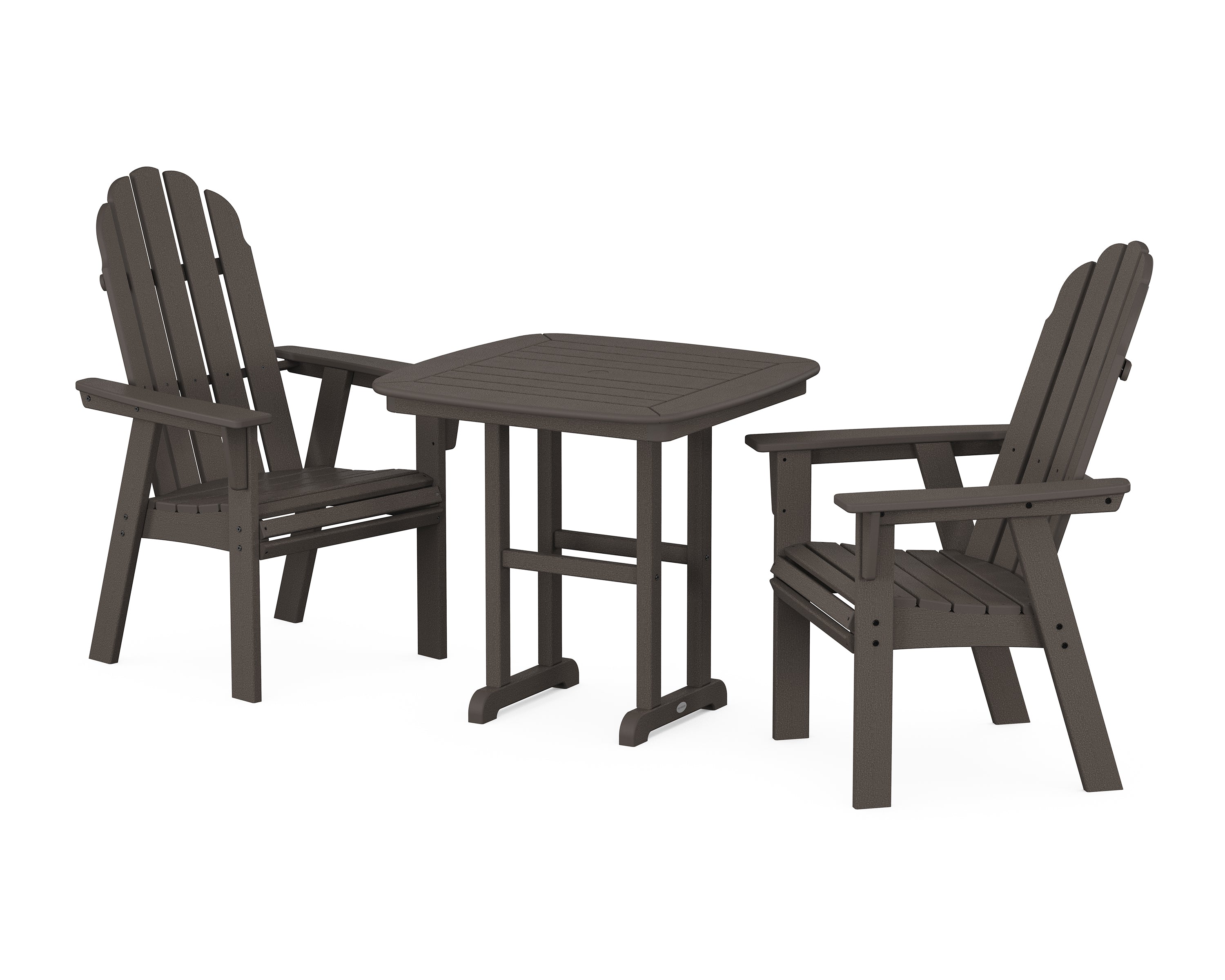 POLYWOOD® Vineyard Adirondack 3-Piece Dining Set in Vintage Coffee