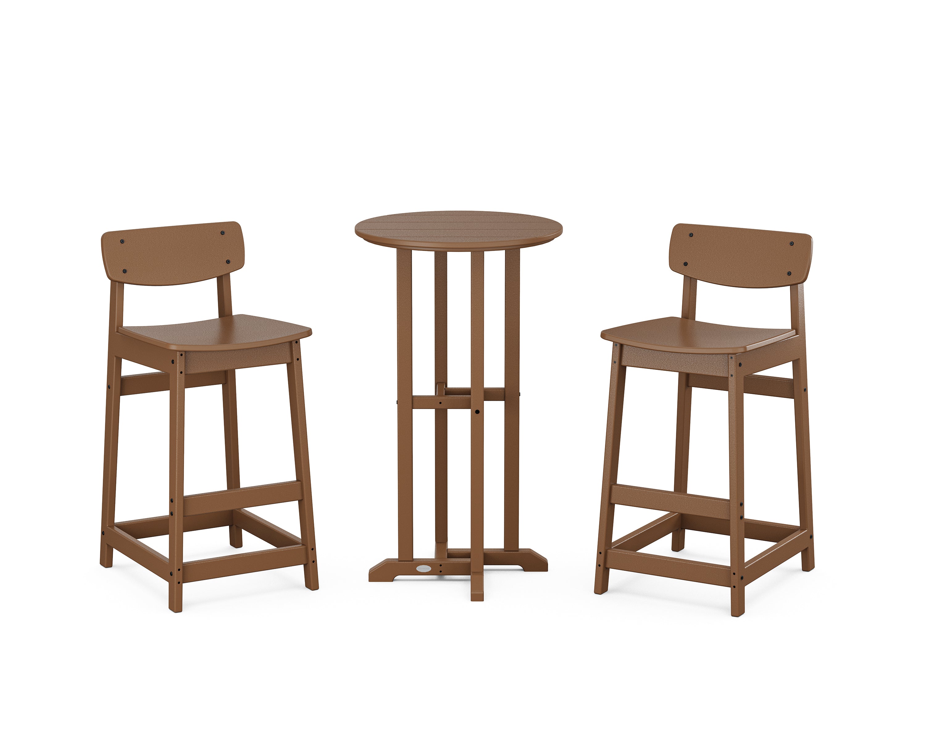 POLYWOOD Modern Studio Urban Lowback Bar Chair 3-Piece Bistro Set in Teak