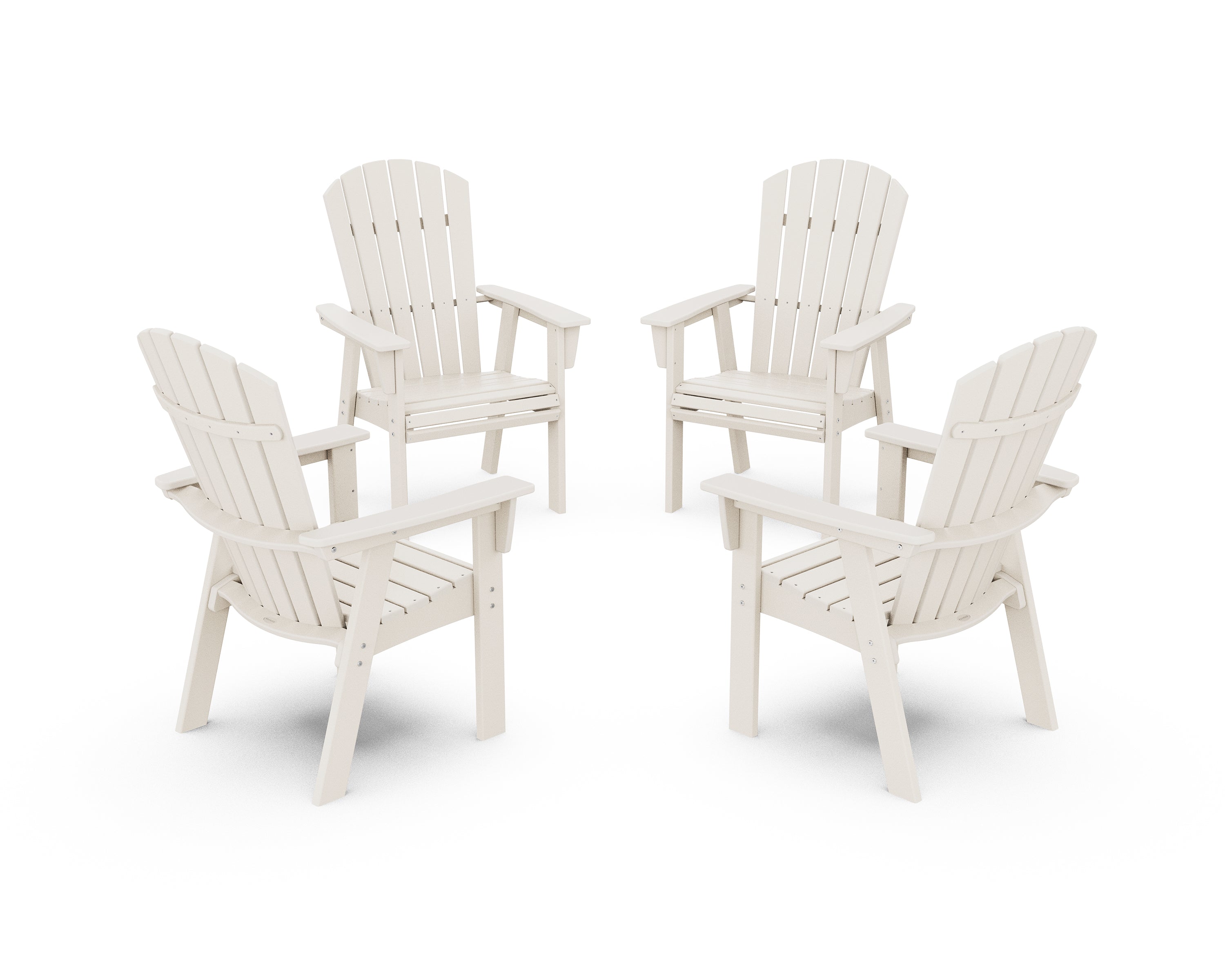 POLYWOOD Nautical 4-Piece Curveback Upright Adirondack Conversation Set in Sand