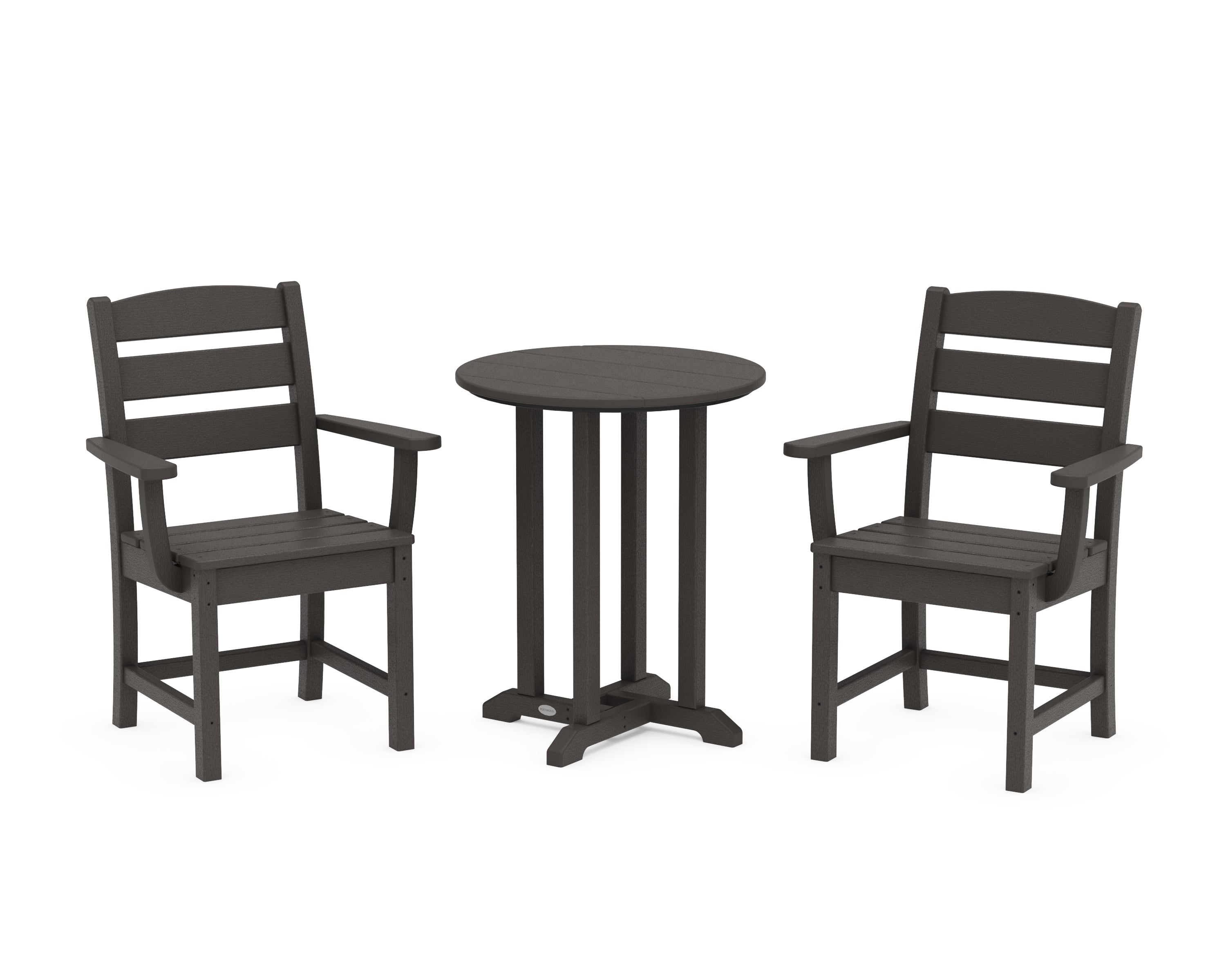 POLYWOOD Lakeside 3-Piece Round Bistro Dining Set in Vintage Coffee