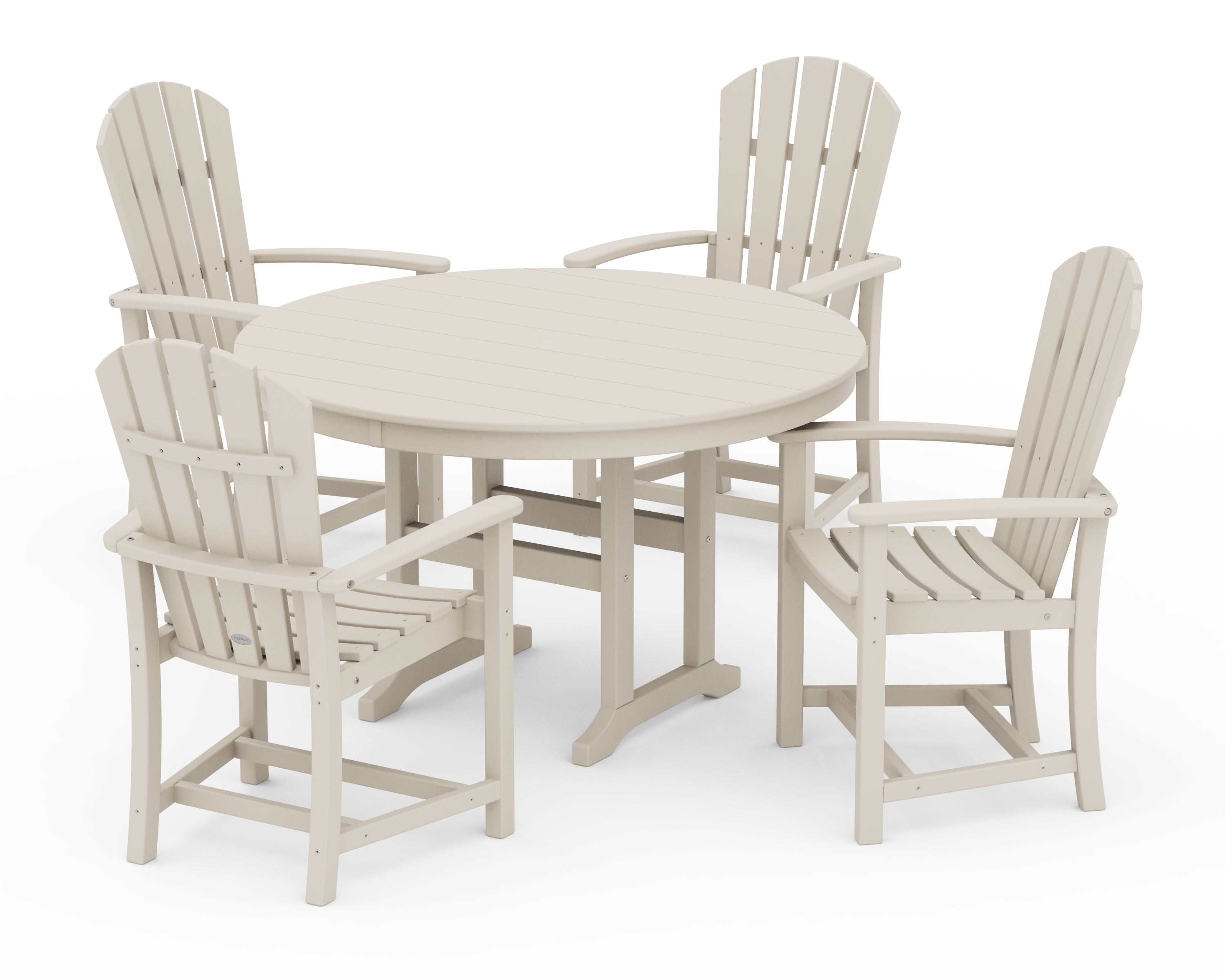 POLYWOOD Palm Coast 5-Piece Round Farmhouse Dining Set in Sand