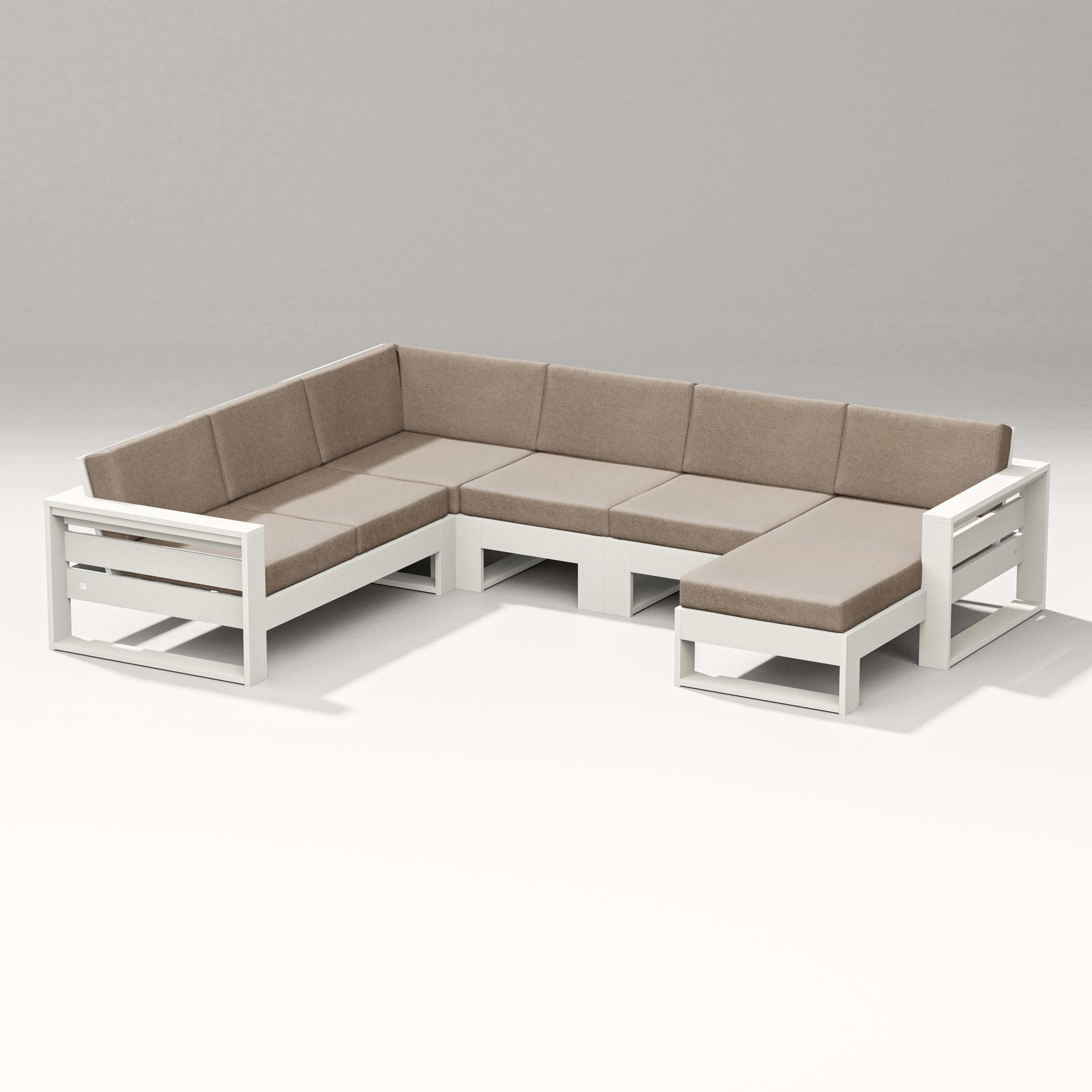 PW Designer Series Latitude Corner Sectional with Right Chaise in Vintage White / Spiced Burlap