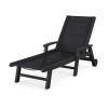 POLYWOOD Coastal Chaise with Wheels in Black / Black Sling