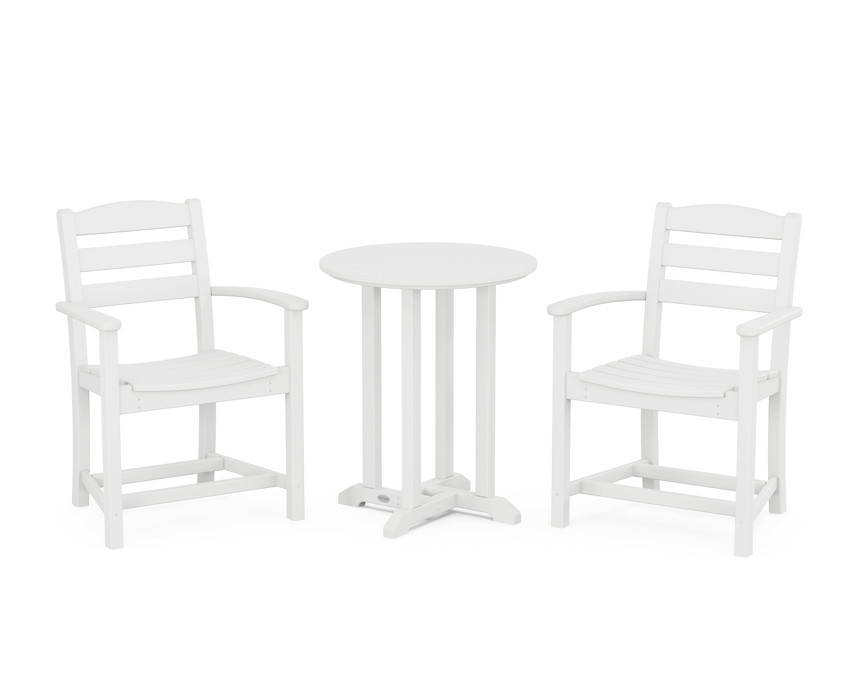 POLYWOOD La Casa Café 3-Piece Round Bistro Dining Set in White