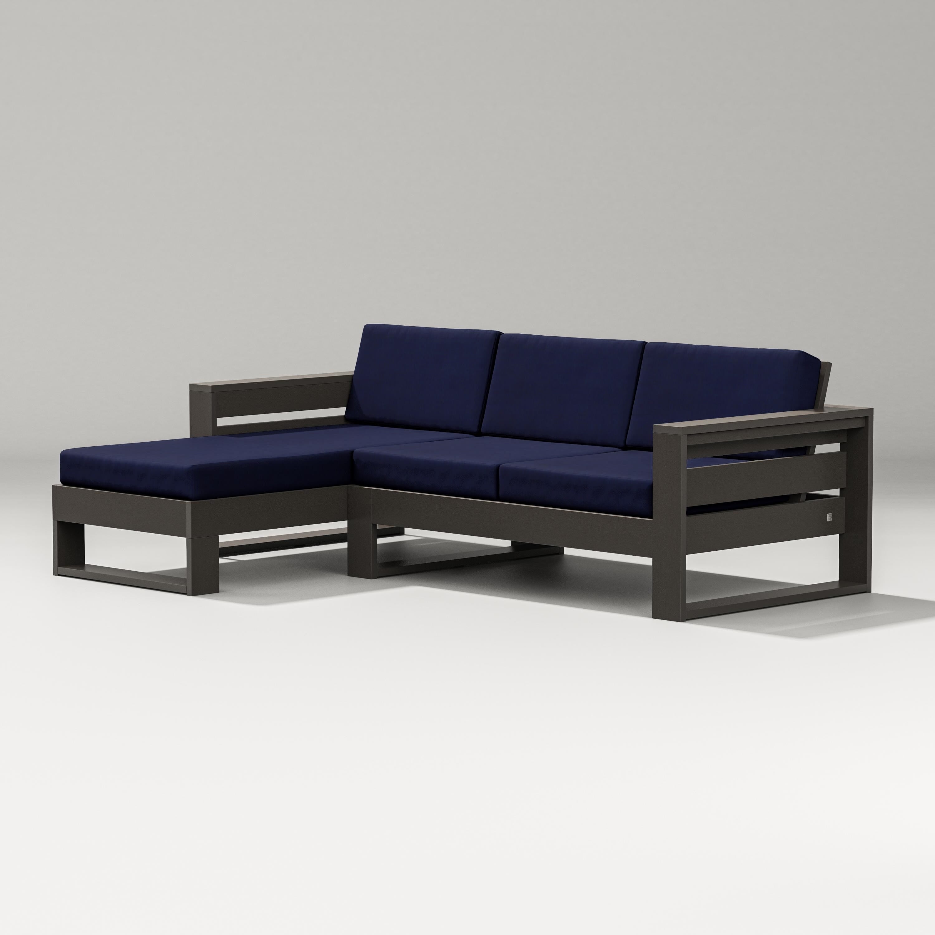 PW Designer Series Latitude Left Chaise Sectional in Vintage Coffee / Navy
