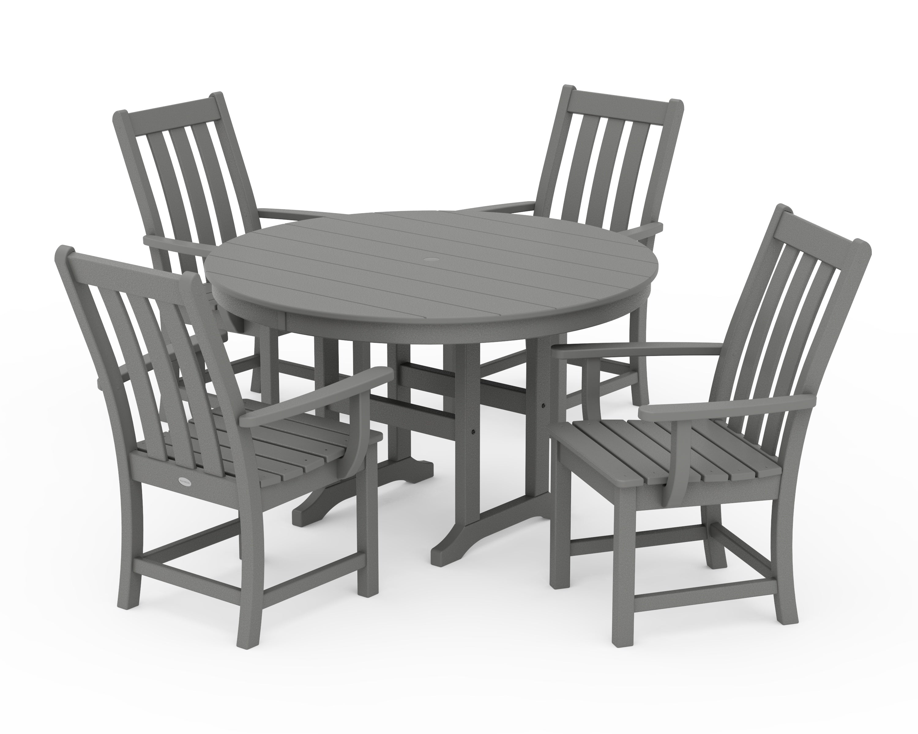 POLYWOOD Vineyard 5-Piece Round Farmhouse Dining Set in Slate Grey