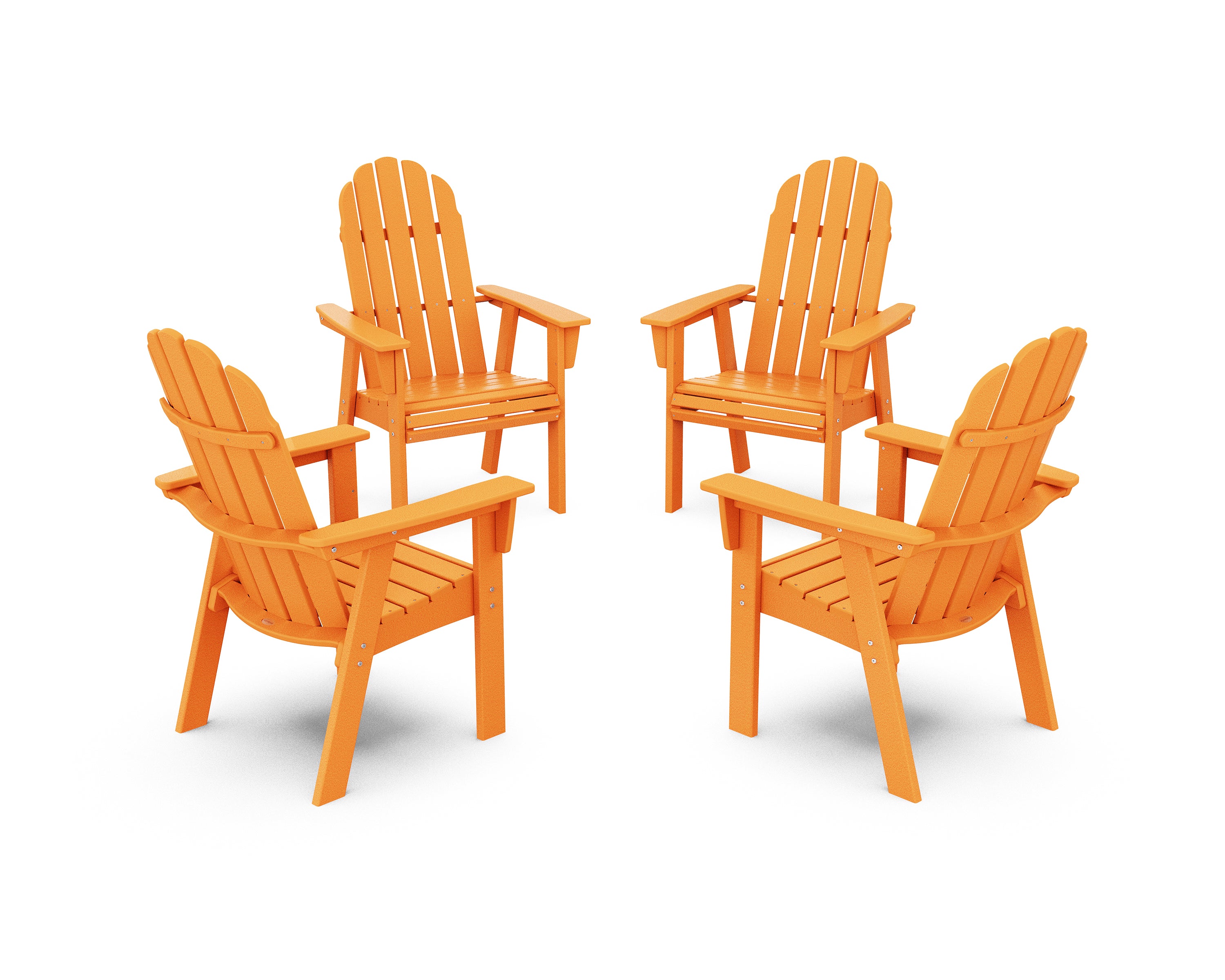 POLYWOOD® Vineyard 4-Piece Curveback Upright Adirondack Conversation Set in Tangerine