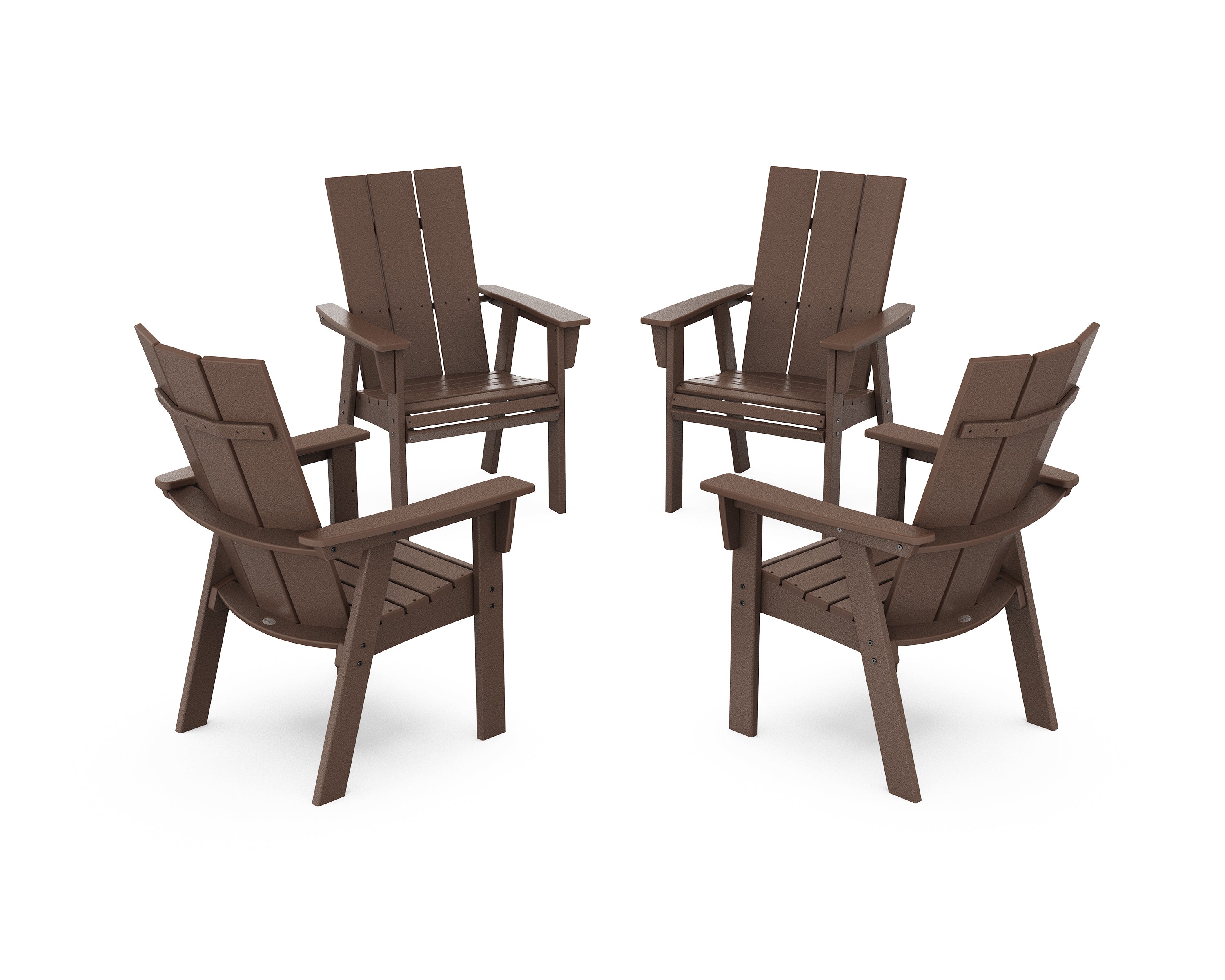 POLYWOOD Modern 4-Piece Curveback Upright Adirondack Conversation Set in Mahogany