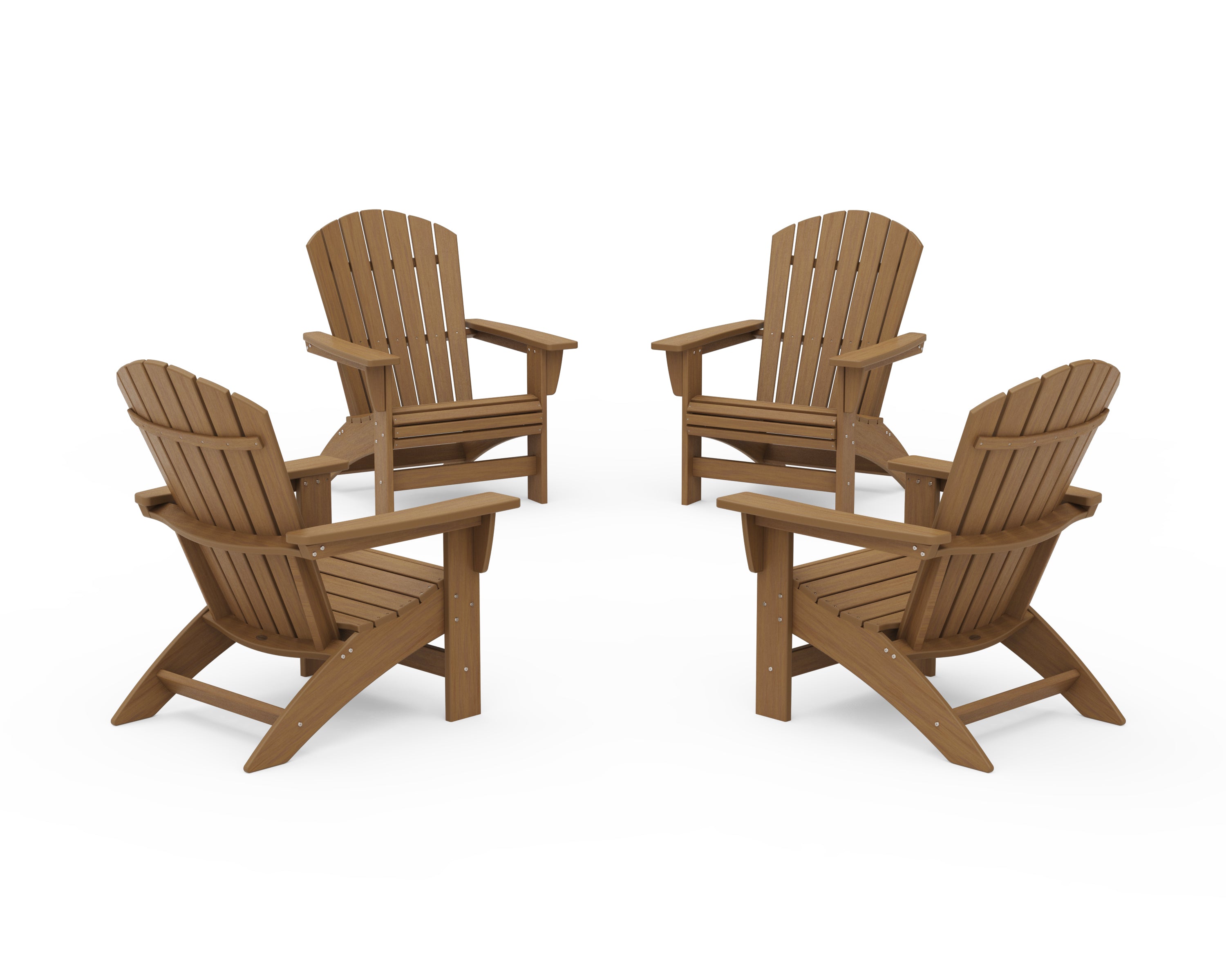 POLYWOOD 4-Piece Nautical Grand Adirondack Chair Conversation Set in Natural