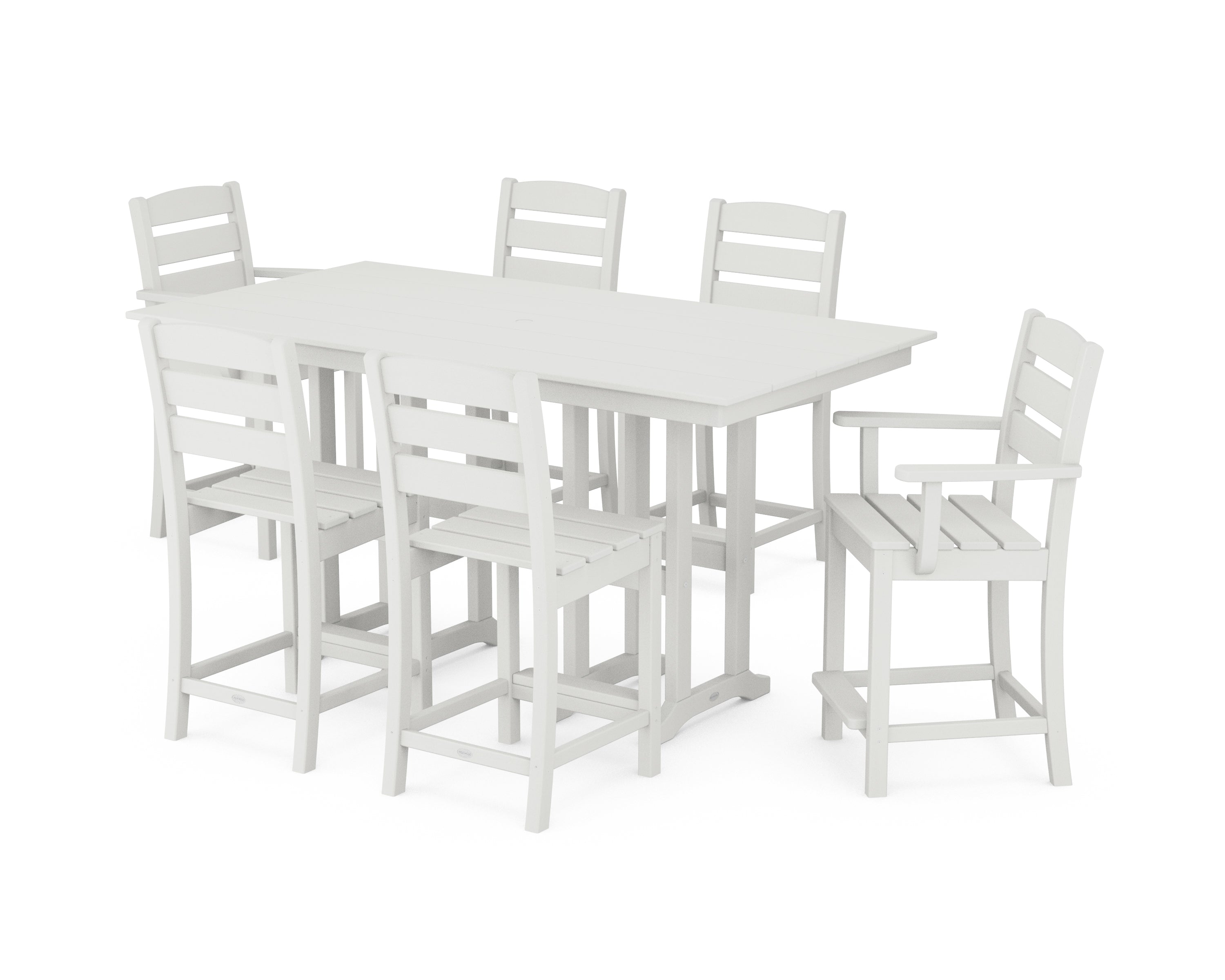 POLYWOOD Lakeside 7-Piece Counter Set in Vintage White