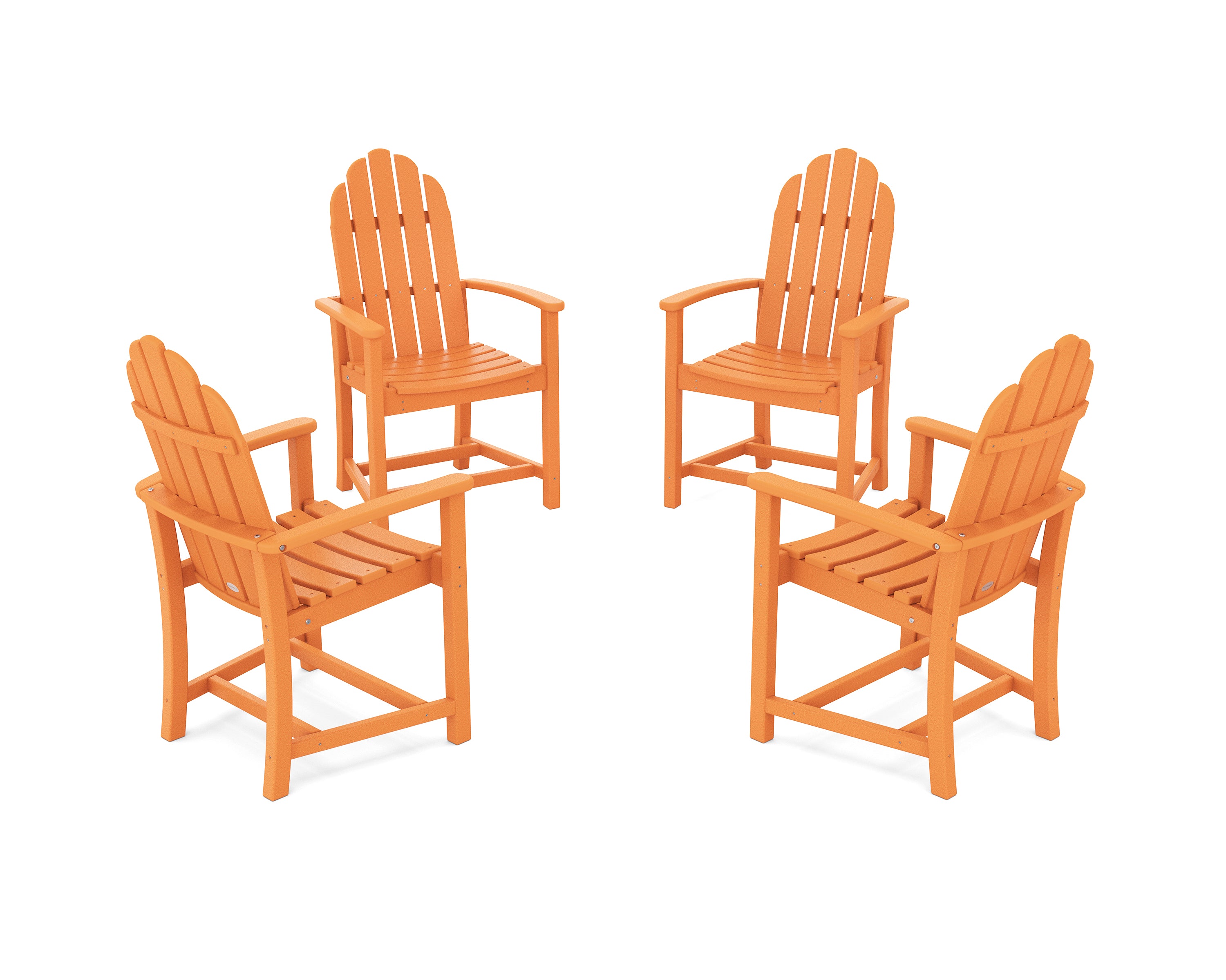 POLYWOOD Classic 4-Piece Upright Adirondack Conversation Set in Tangerine