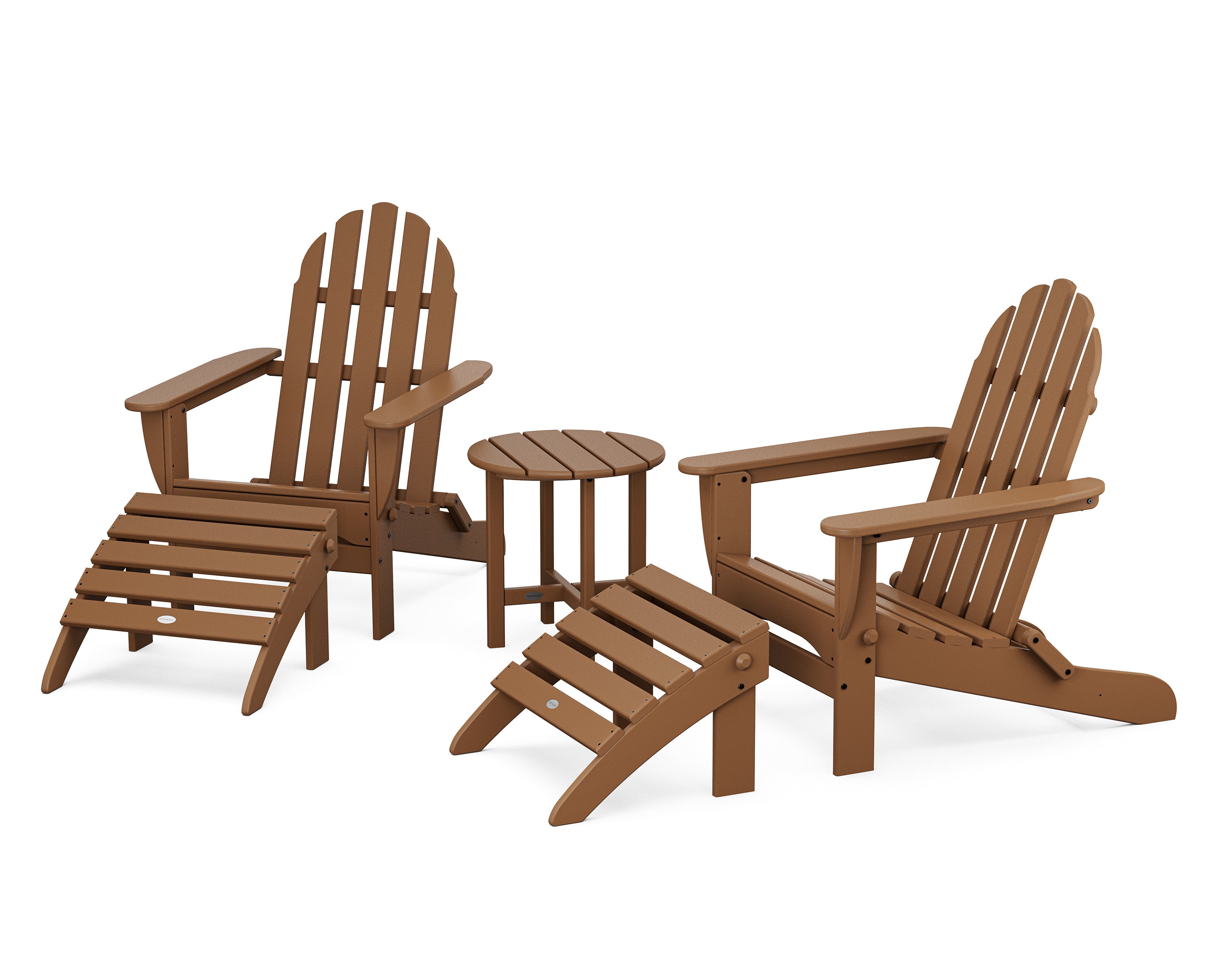 POLYWOOD Classic Adirondack 5-Piece Casual Set in Teak