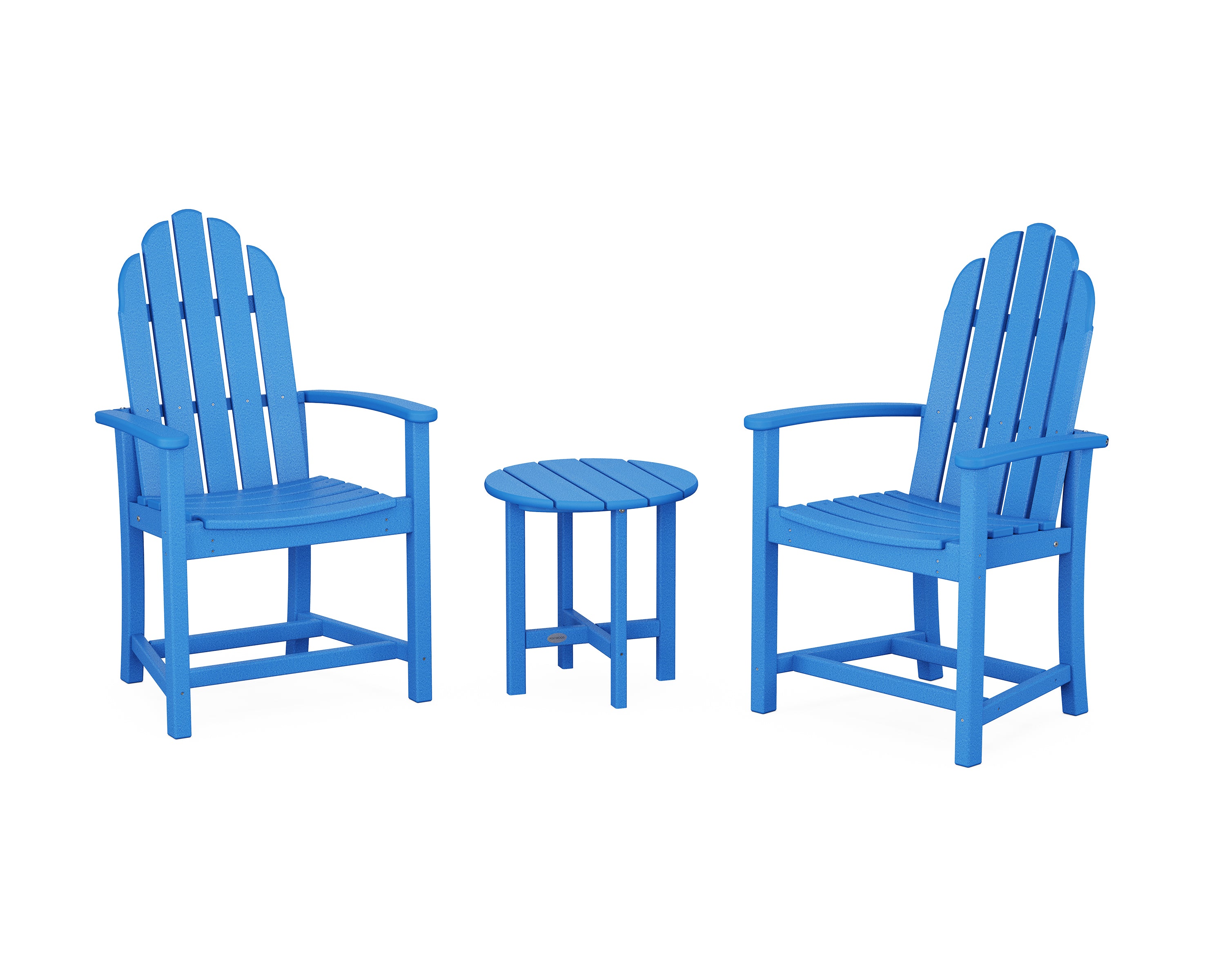 POLYWOOD Classic 3-Piece Upright Adirondack Chair Set in Pacific Blue