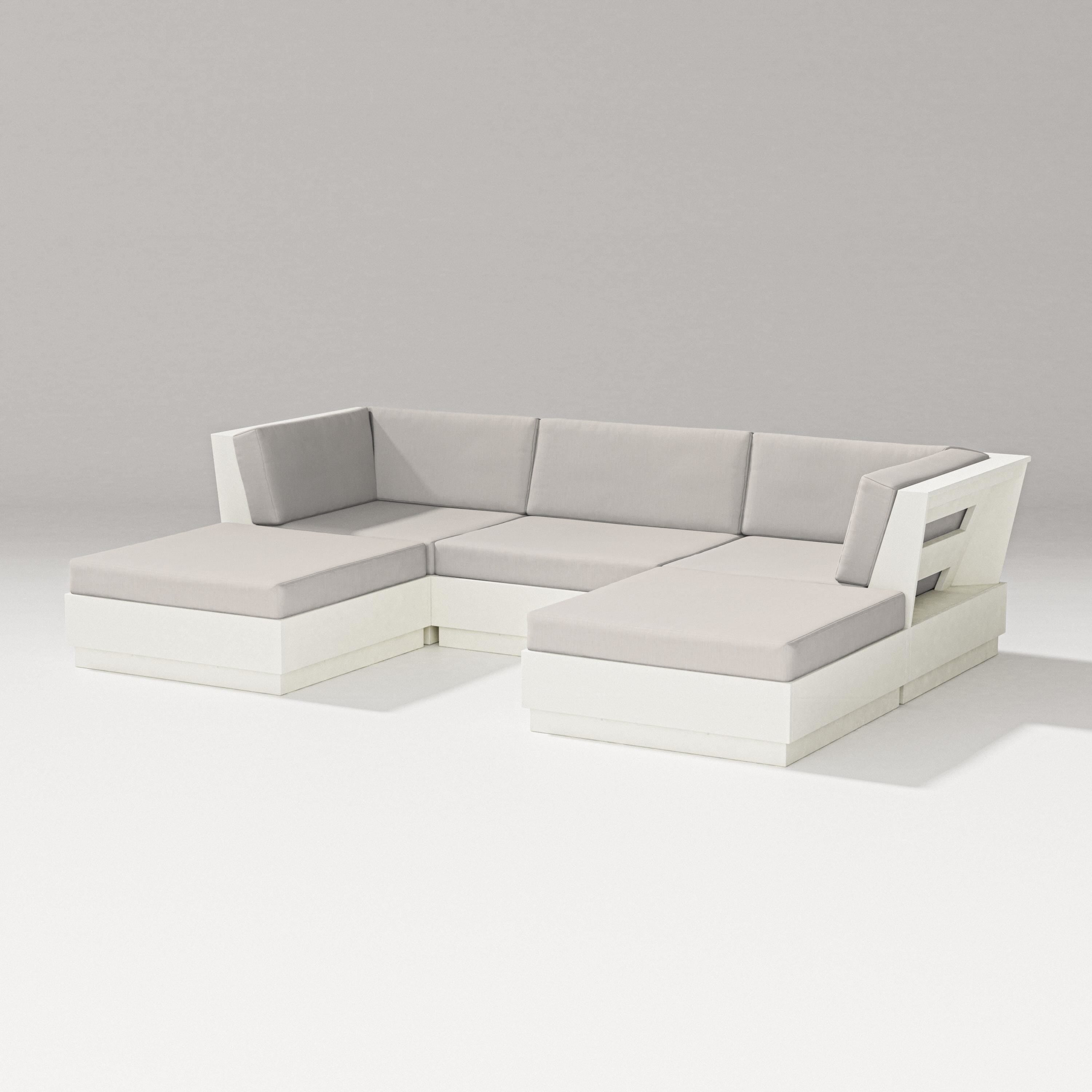 PW Designer Series Elevate Double Chaise Sectional in Vintage White / Cast Ash