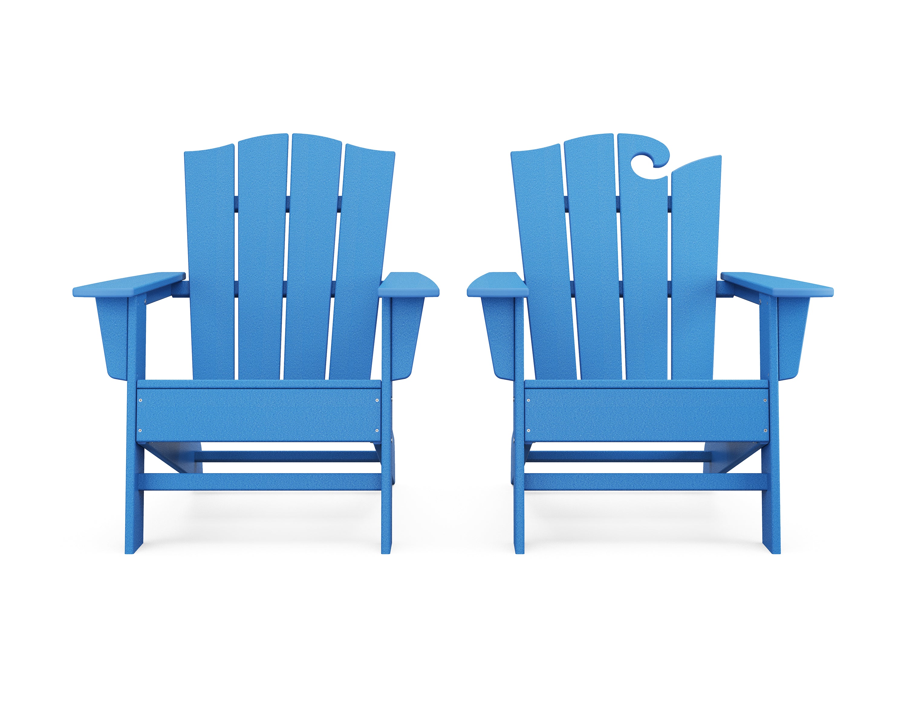 POLYWOOD Wave 2-Piece Adirondack Chair Set with The Crest Chair in Pacific Blue