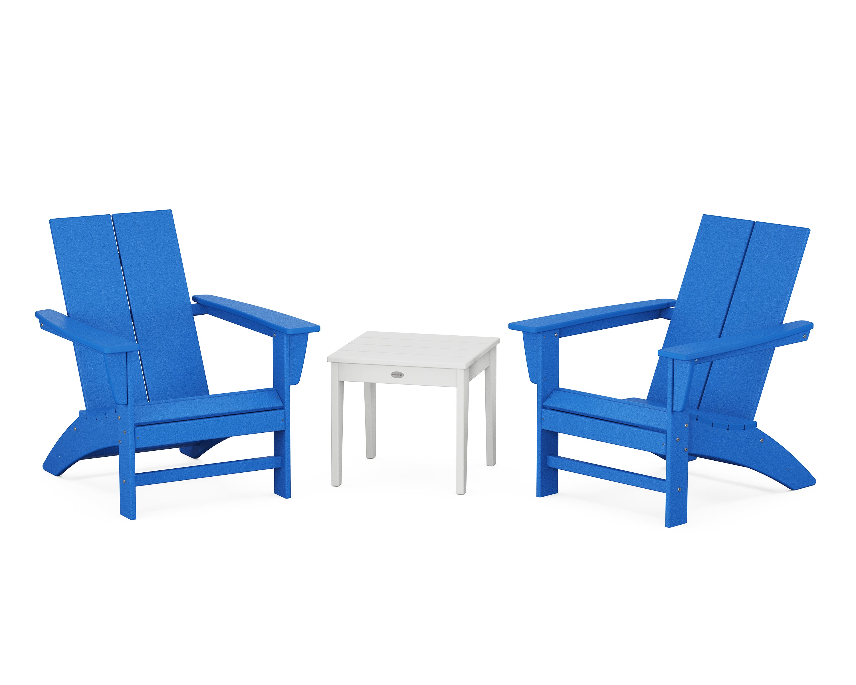 Country Living Cottage Modern Adirondack Chair 3-Piece Set in Pacific Blue / White
