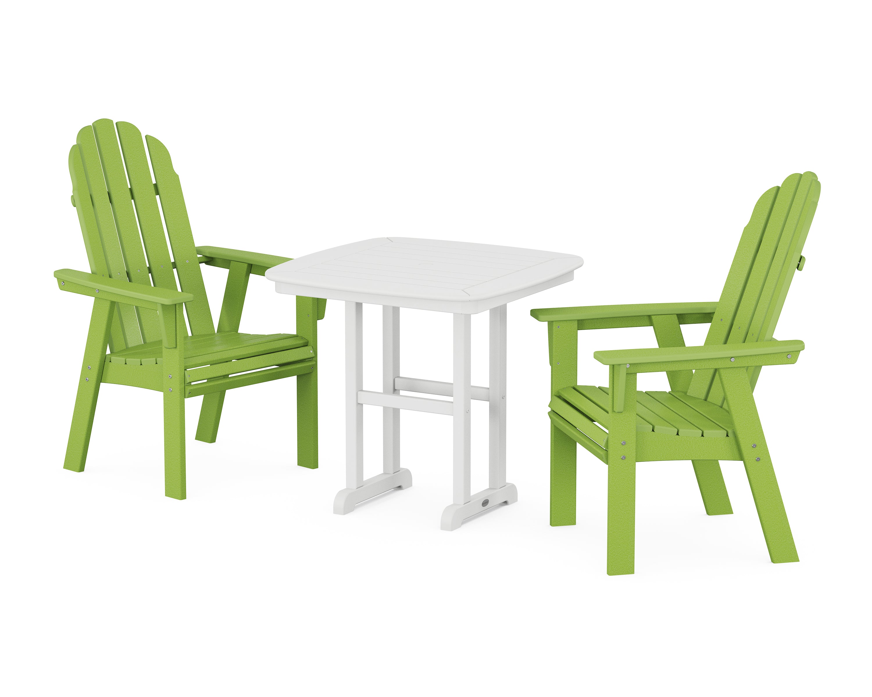 POLYWOOD Vineyard Adirondack 3-Piece Dining Set in Lime / White