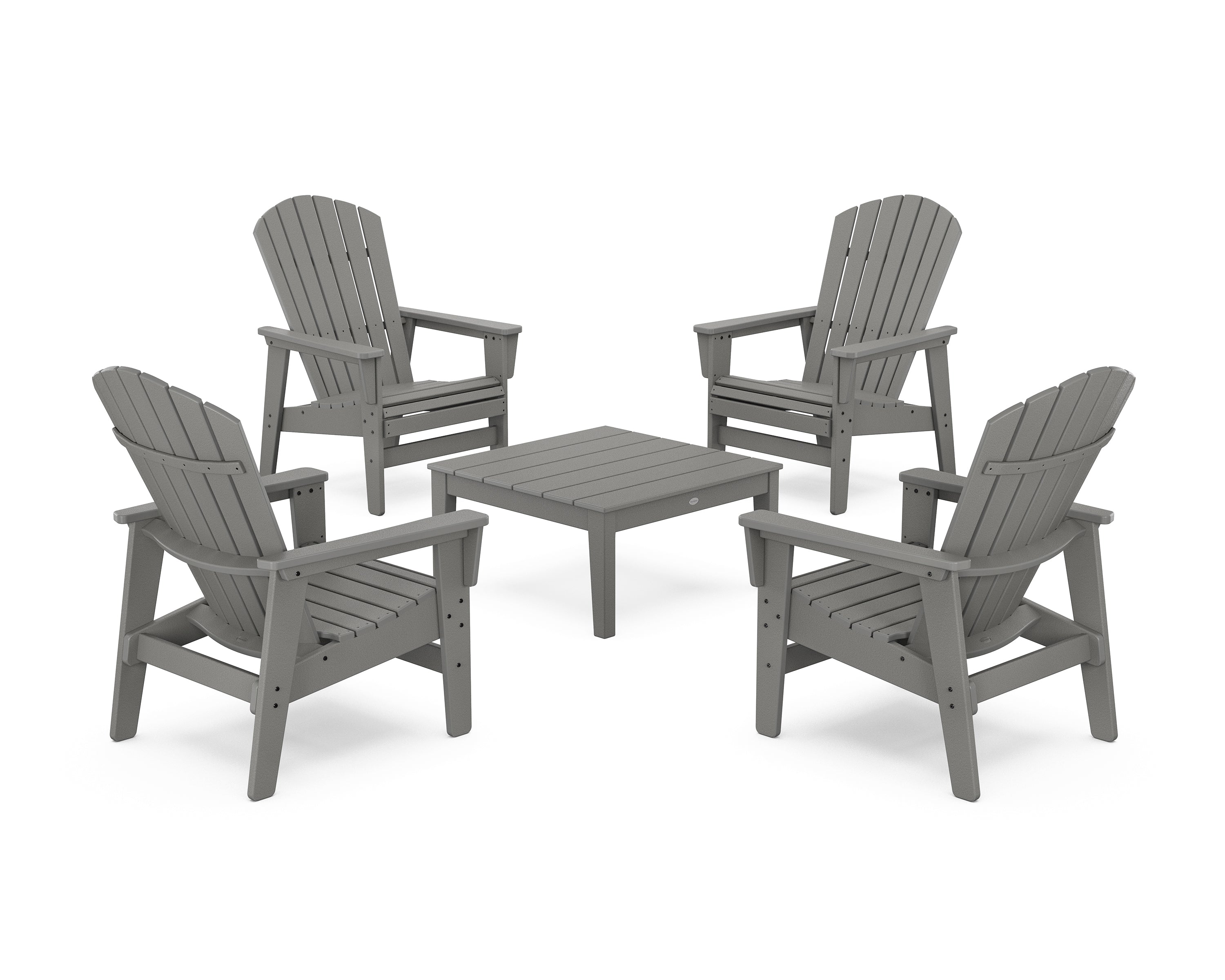 POLYWOOD 5-Piece Nautical Grand Upright Adirondack Chair Conversation Group in Slate Grey
