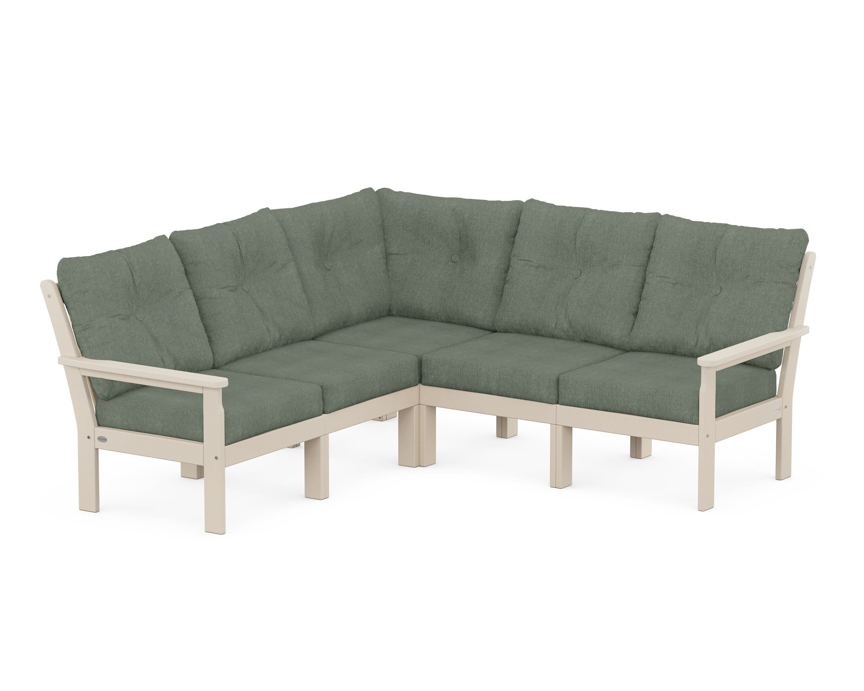 POLYWOOD Vineyard 5-Piece Sectional in Sand / Cast Sage
