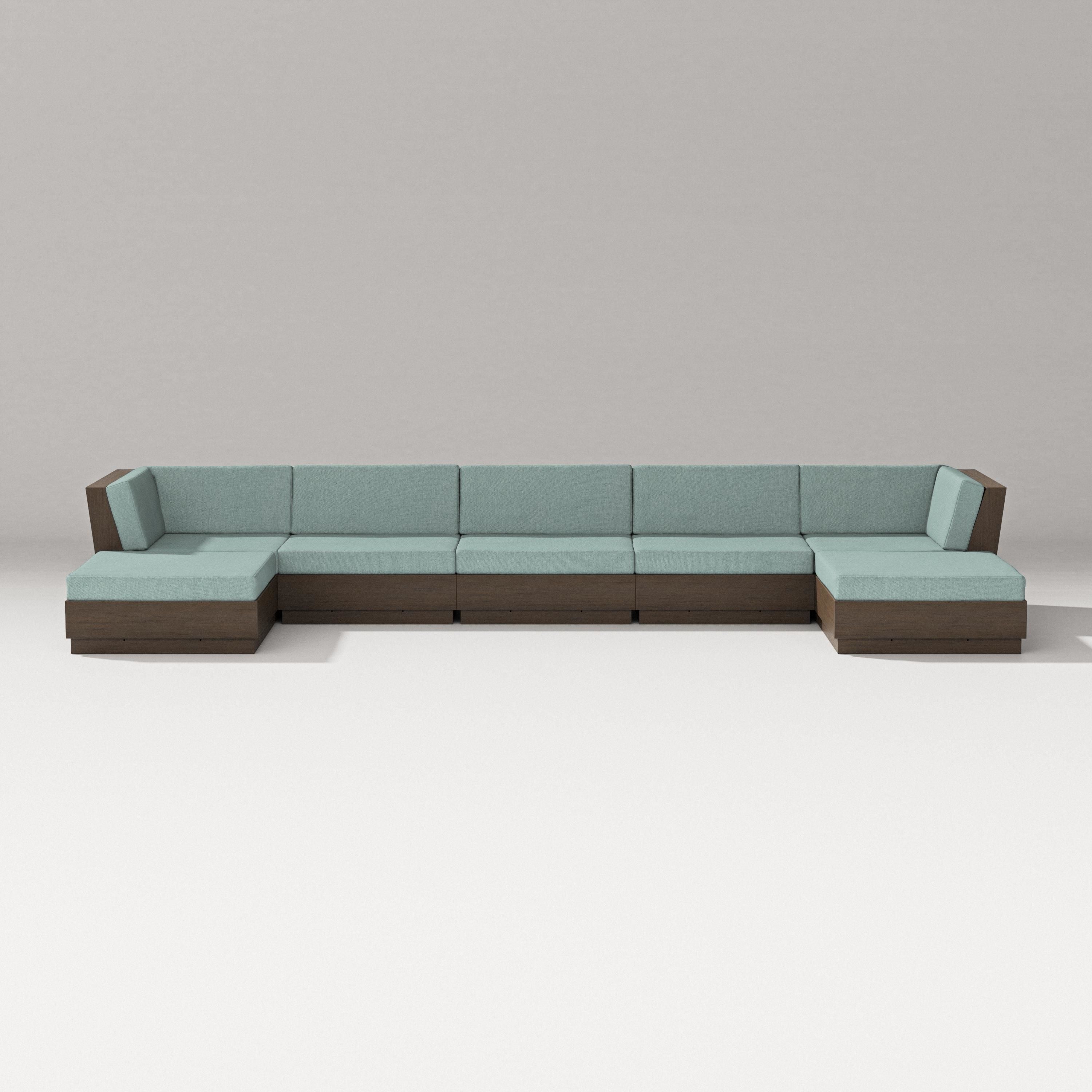 PW Designer Series Elevate 7-Piece Double Chaise Sectional in Kona / Glacier Spa