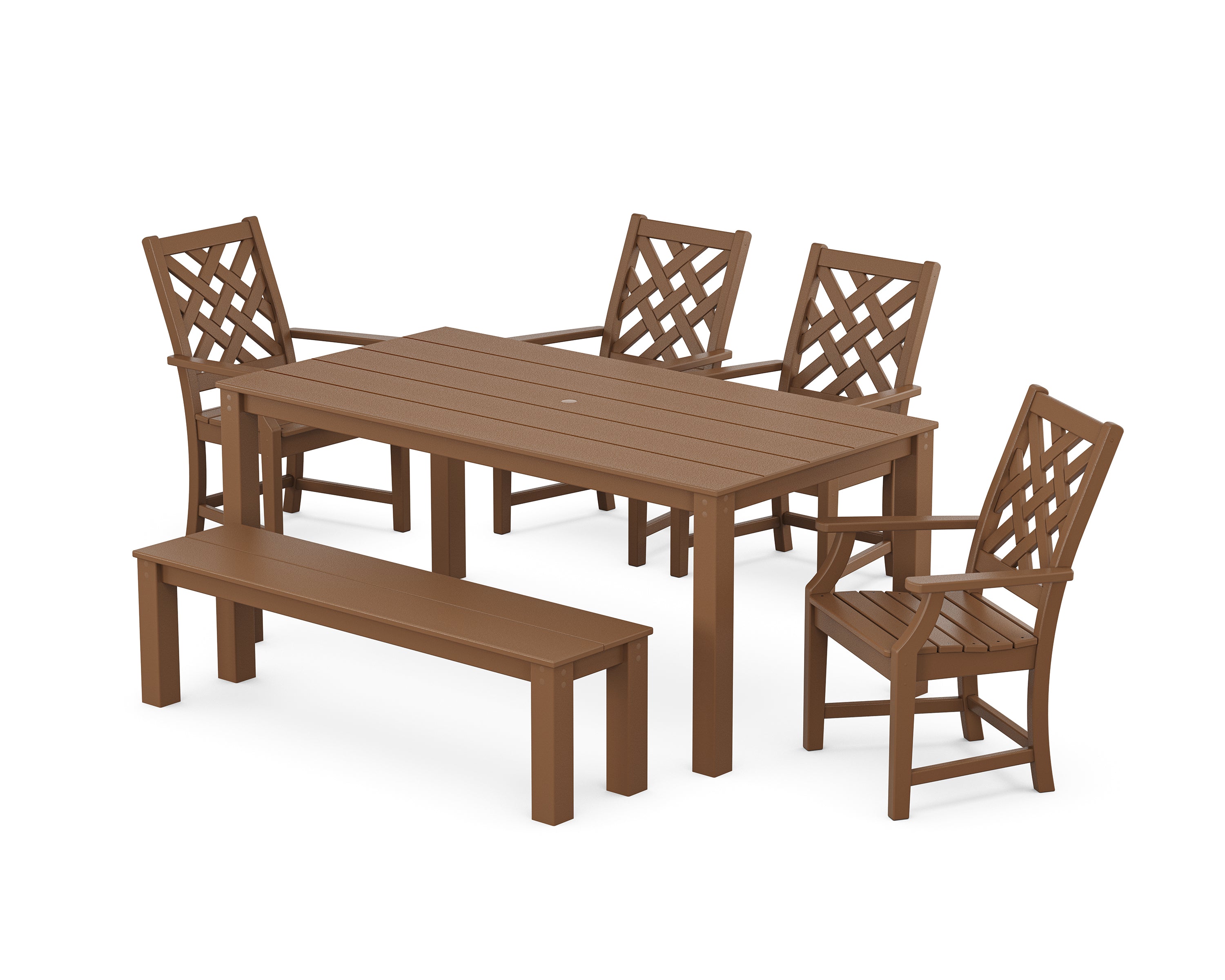 Country Living Wovendale 6-Piece Parsons Dining Set with Bench in Teak